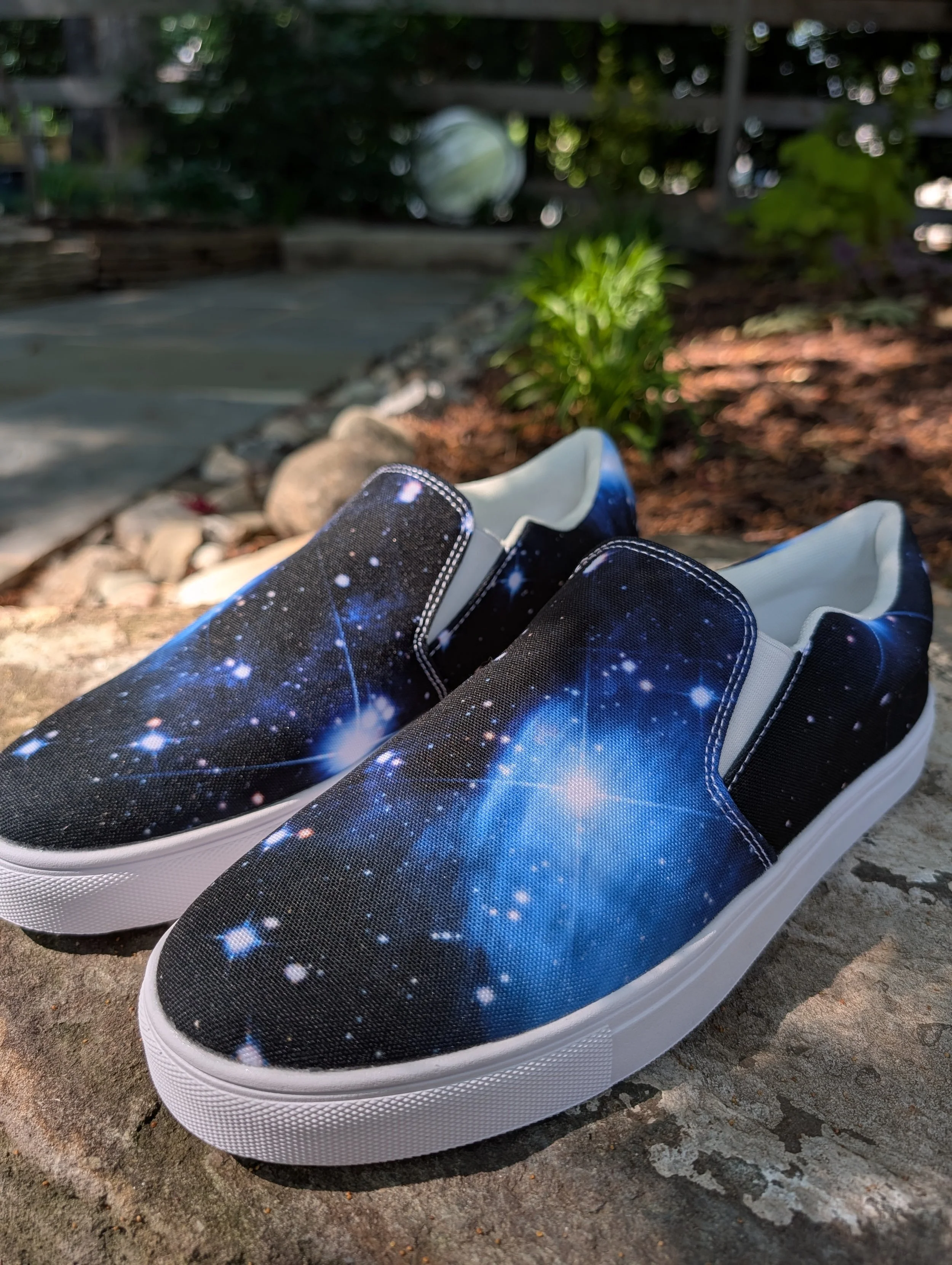 Pleiades star cluster printed on women's slip-on canvas shoes — High Space Man