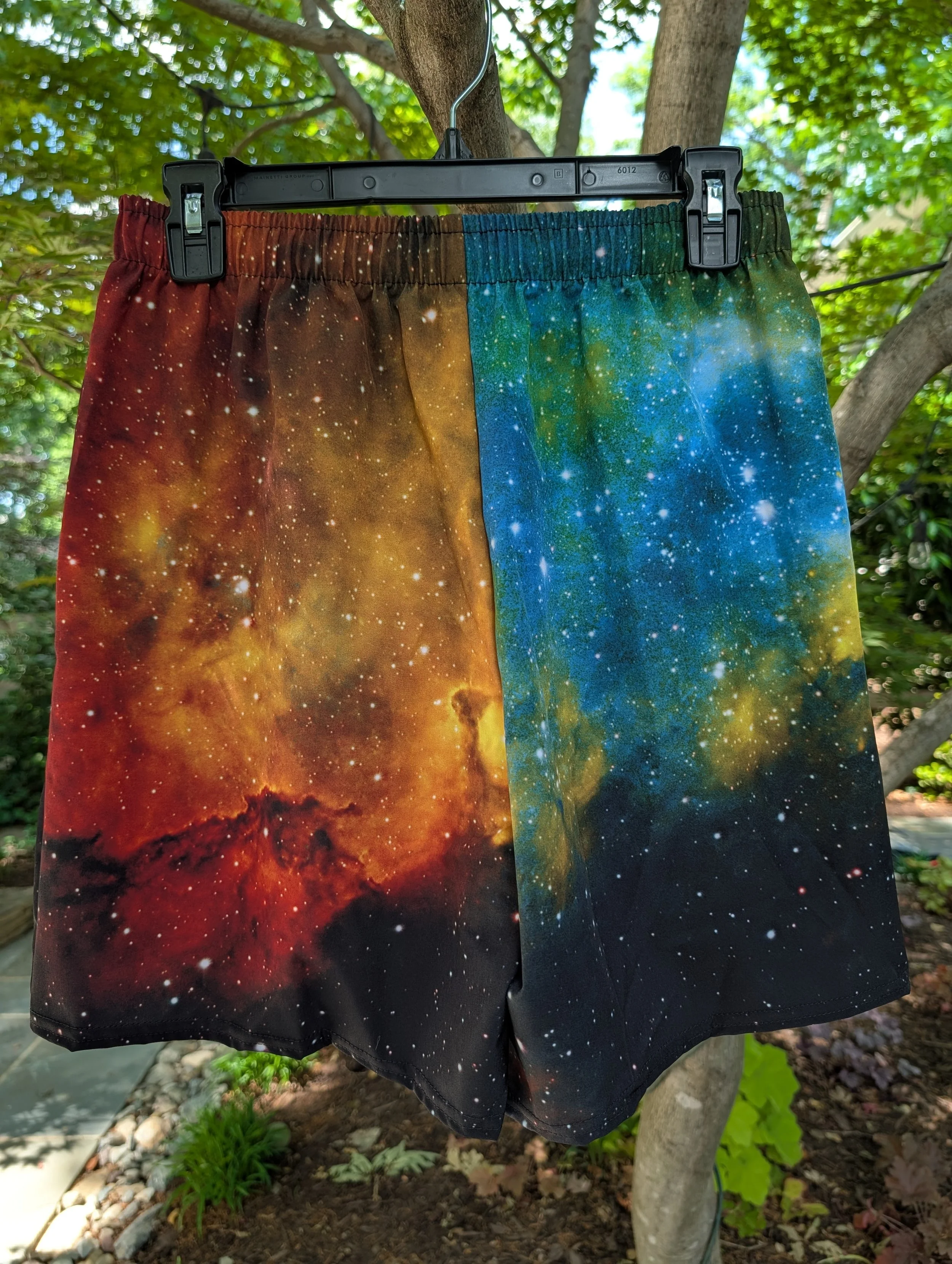 Soul Nebula printed on unisex 6 inch inseam athletic shorts — High Space Man