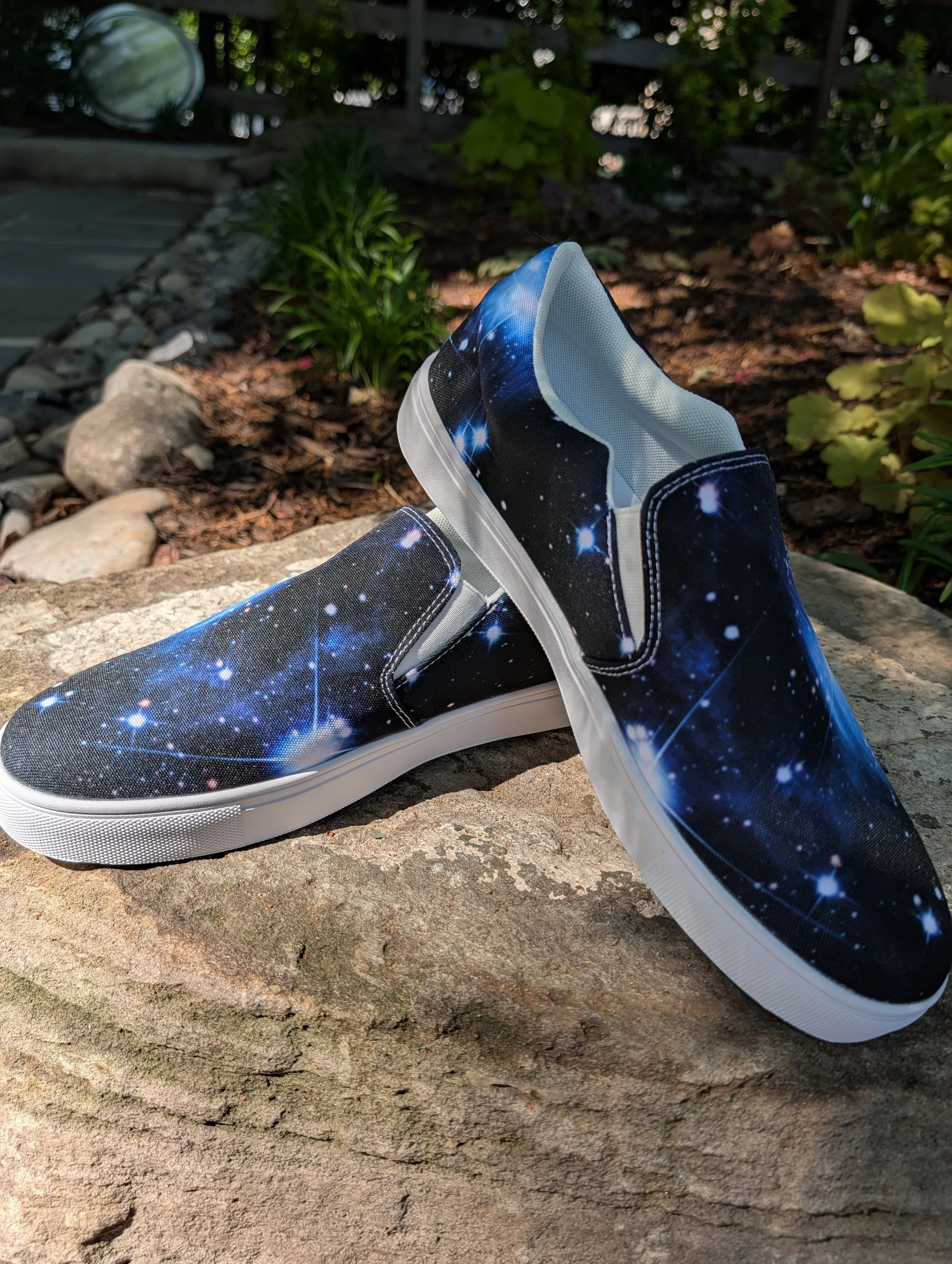 Pleiades star cluster printed on women's slip-on canvas shoes — High Space Man