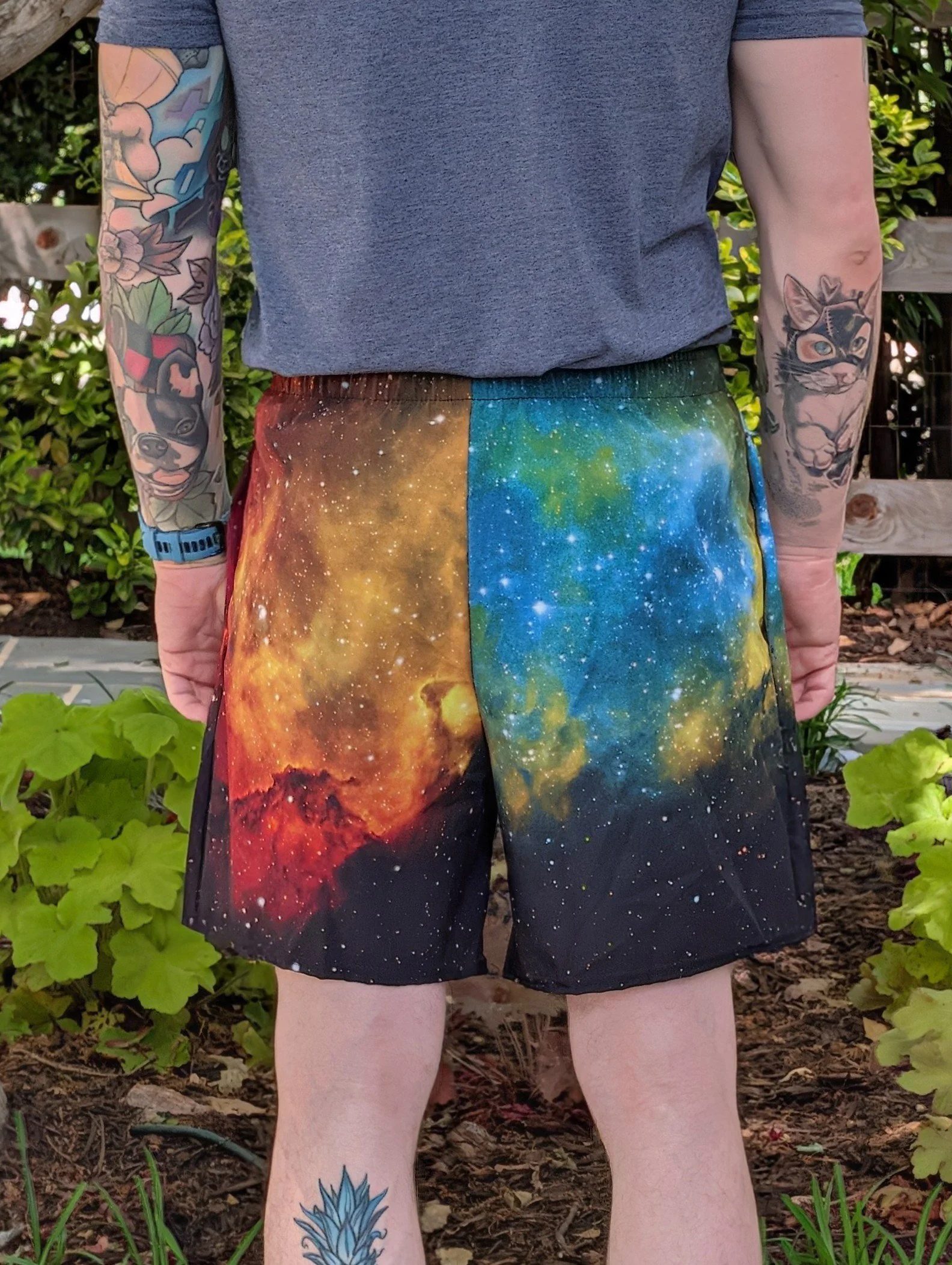 Soul Nebula printed on unisex 6 inch inseam athletic shorts — High Space Man