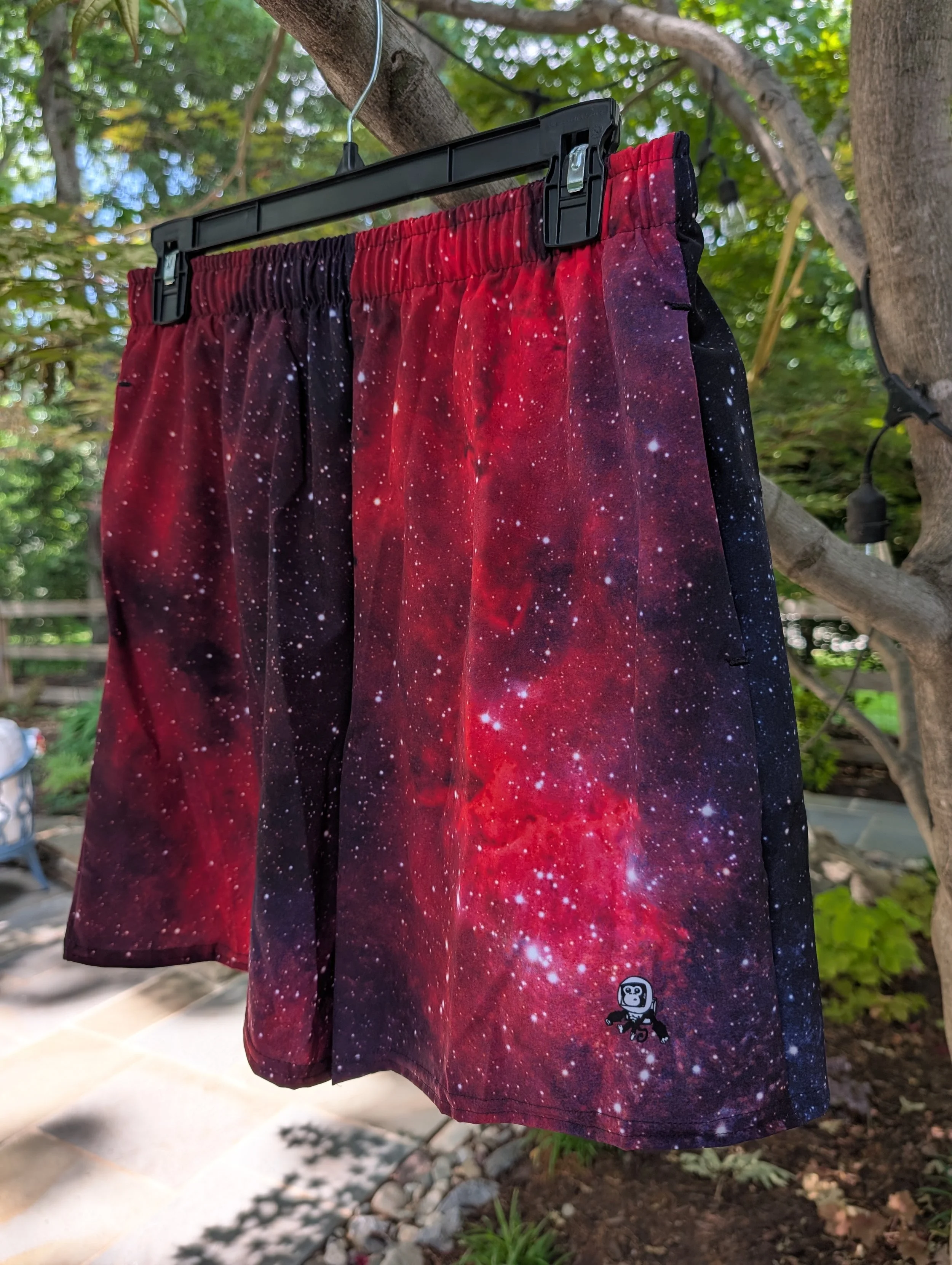 Heart Nebula printed on unisex 6 inch inseam athletic shorts — High Space Man