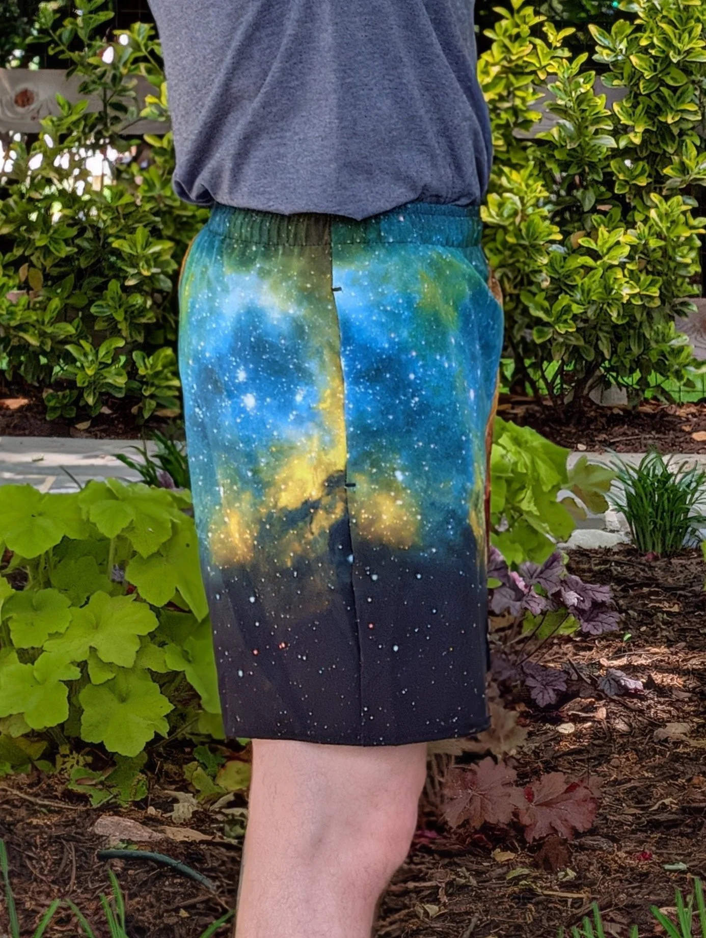 Soul Nebula printed on unisex 6 inch inseam athletic shorts — High Space Man
