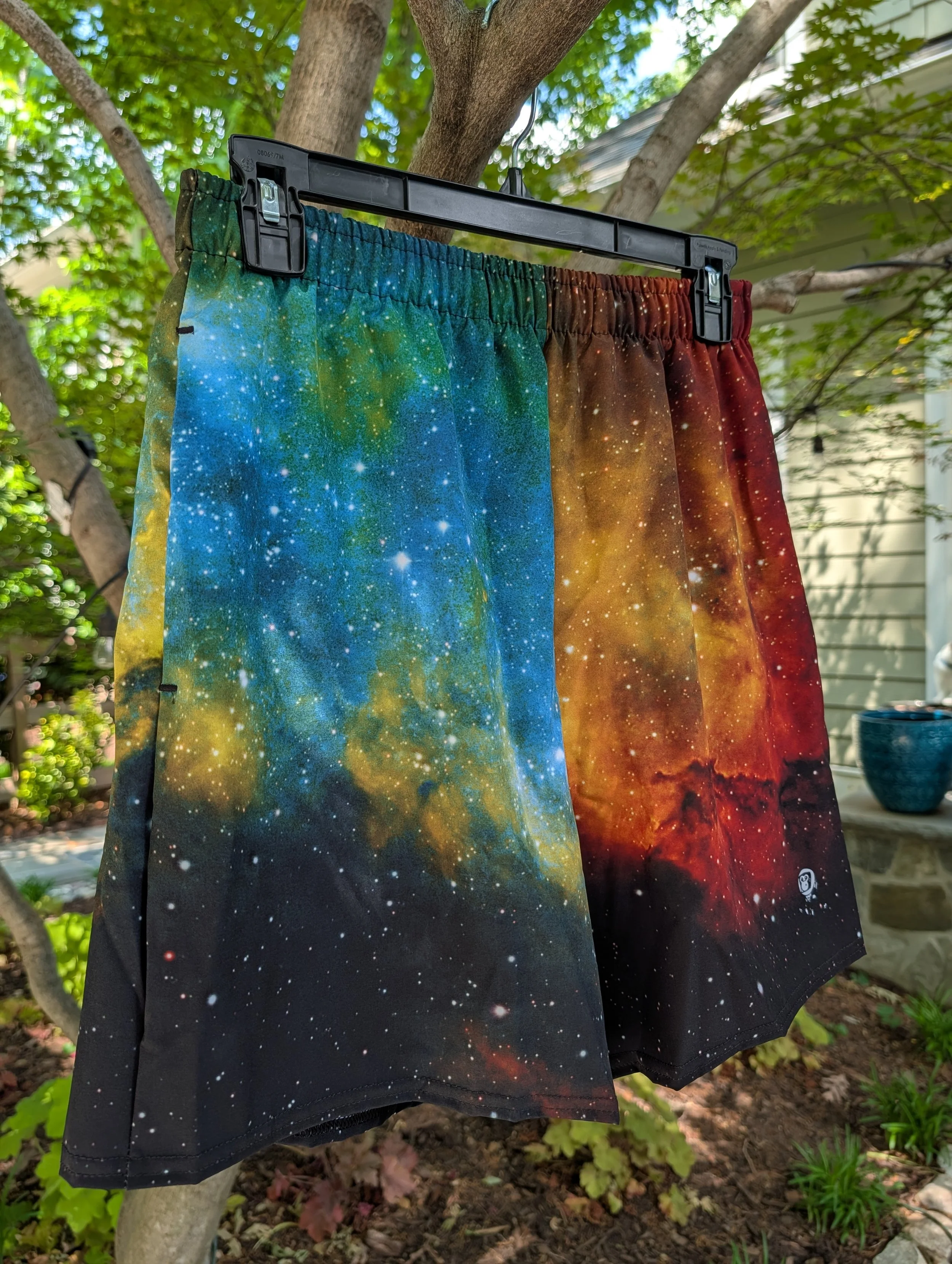 Soul Nebula printed on unisex 6 inch inseam athletic shorts — High Space Man