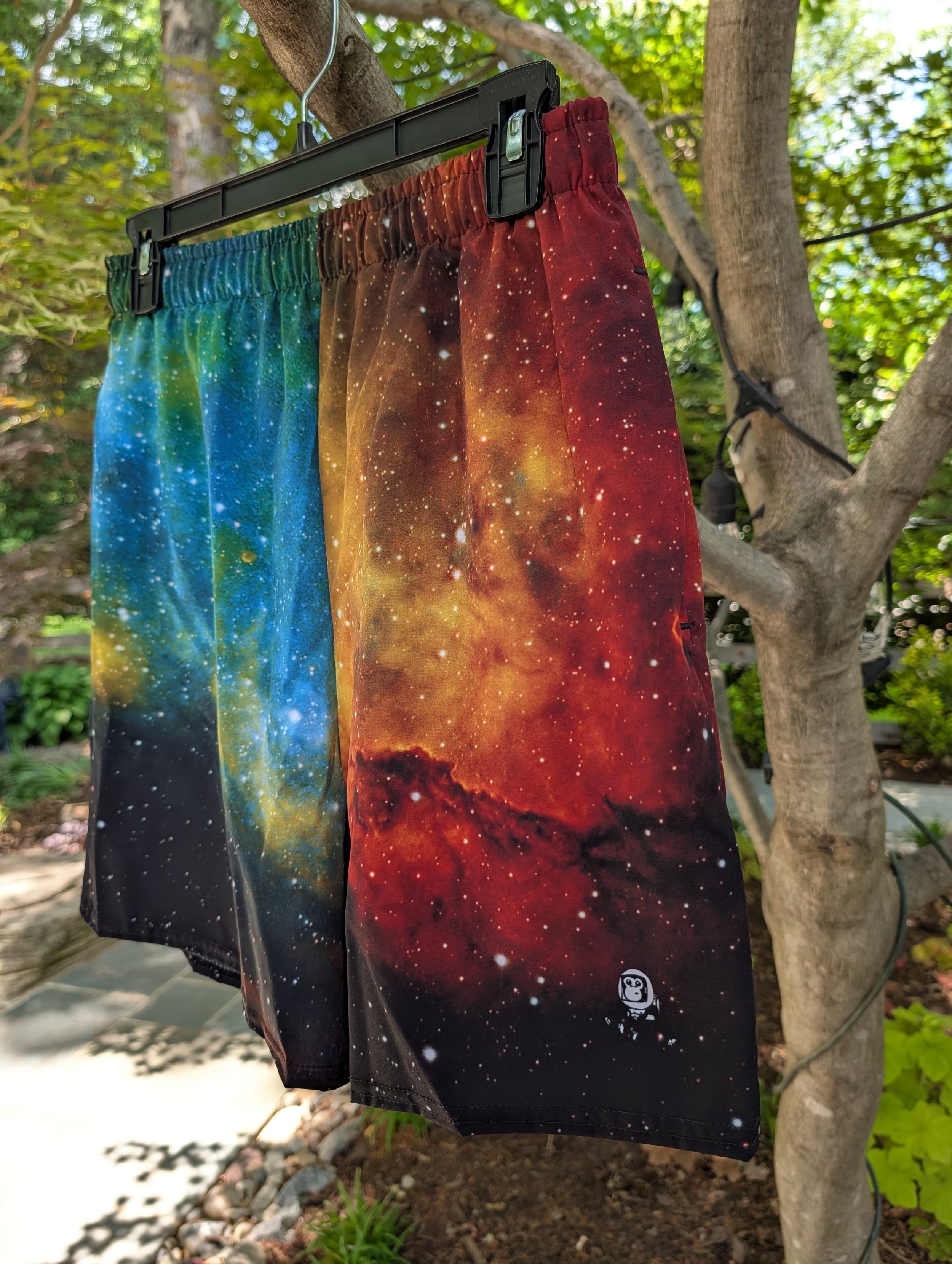 Soul Nebula printed on unisex 6 inch inseam athletic shorts — High Space Man