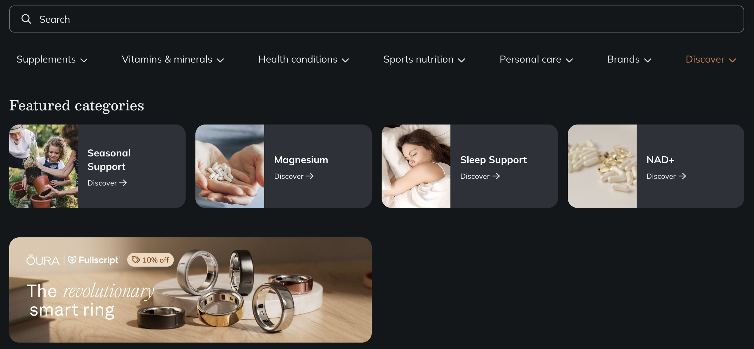 Fullscript supplement dispensary catalog featuring practitioner-grade vitamins and supplements available through Hello Holistic Studio.
