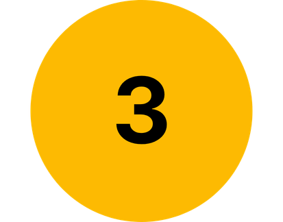 Un cercle jaune avec le chiffre 3 en noir au centre.