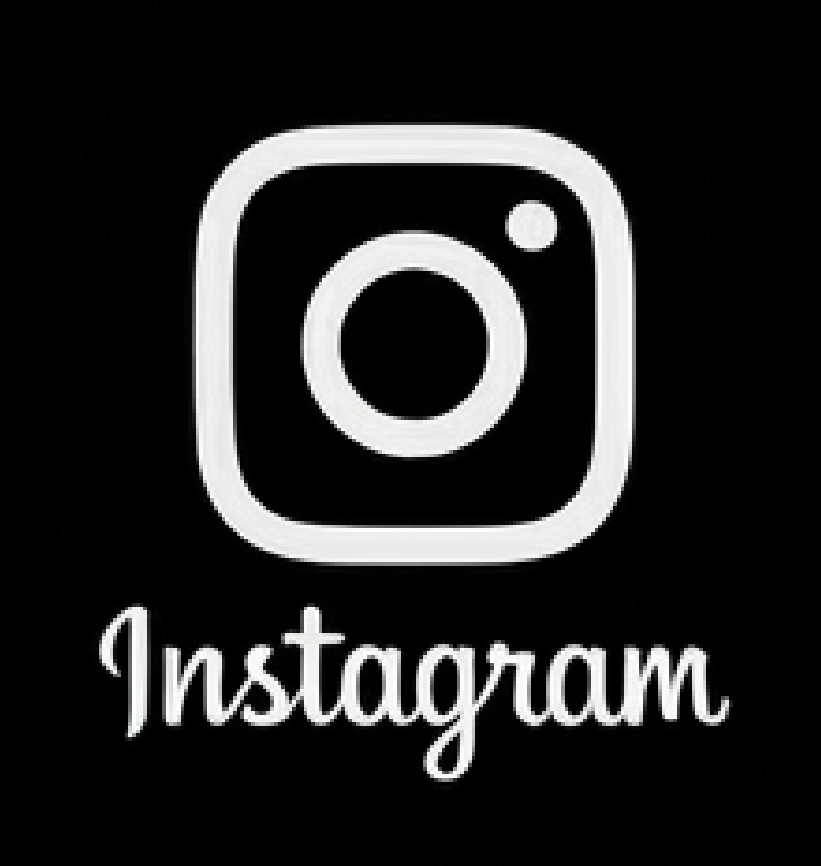 Logo d'Instagram en blanc sur un fond noir, avec le mot 'Instagram' écrit en dessous.