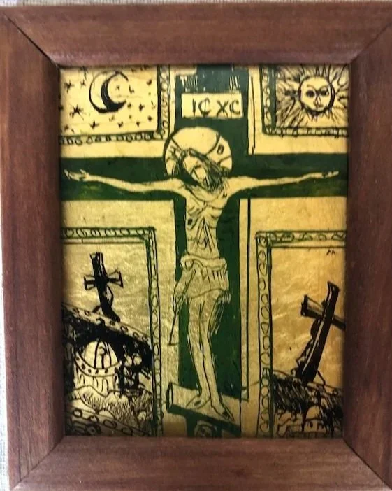 The Crucifixion (2019): 11 x 6cm includes frame.