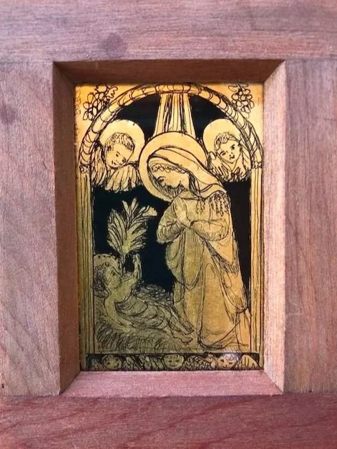 The Nativity (2020): 11 x 8 x 2 cm includes frame of antique wood and brass camera plate double-darks. 