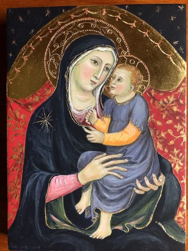 Madonna and Child enthroned with a Red Cloth of Honour (2024)