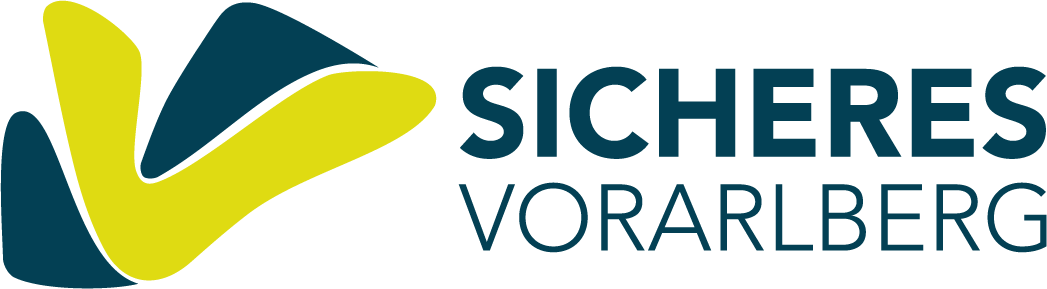 Logo des Sicherheitsnetzwerks Vorarlberg, bestehend aus stilisiertem Baum und dem Text 'Sicheres Vorarlberg' in Blau.