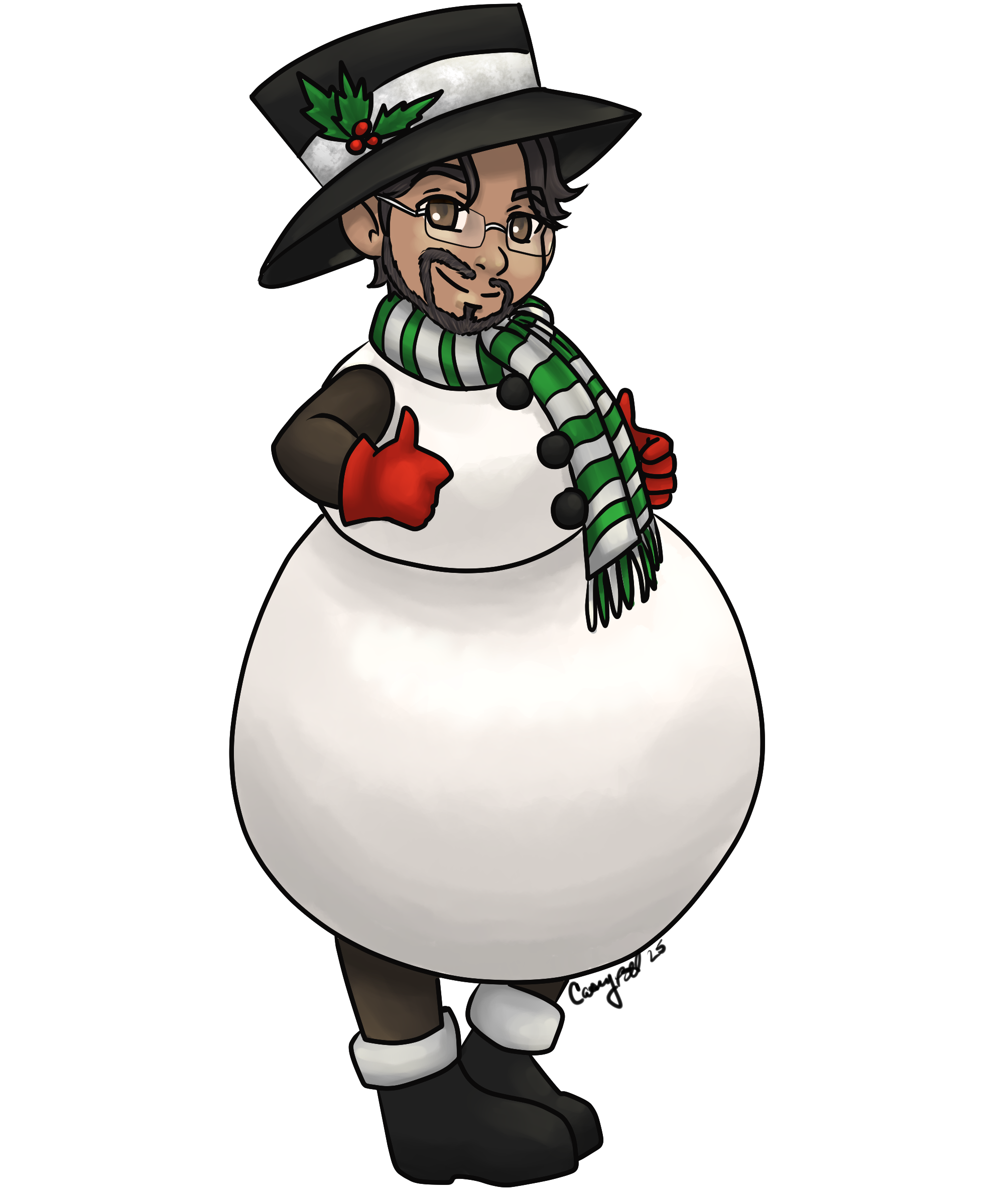 Commission request for a Bank manager to create Chibis of himself and his workers in regular work wear and Christmas costume wear so he could gift them with something more unique that holiday season.