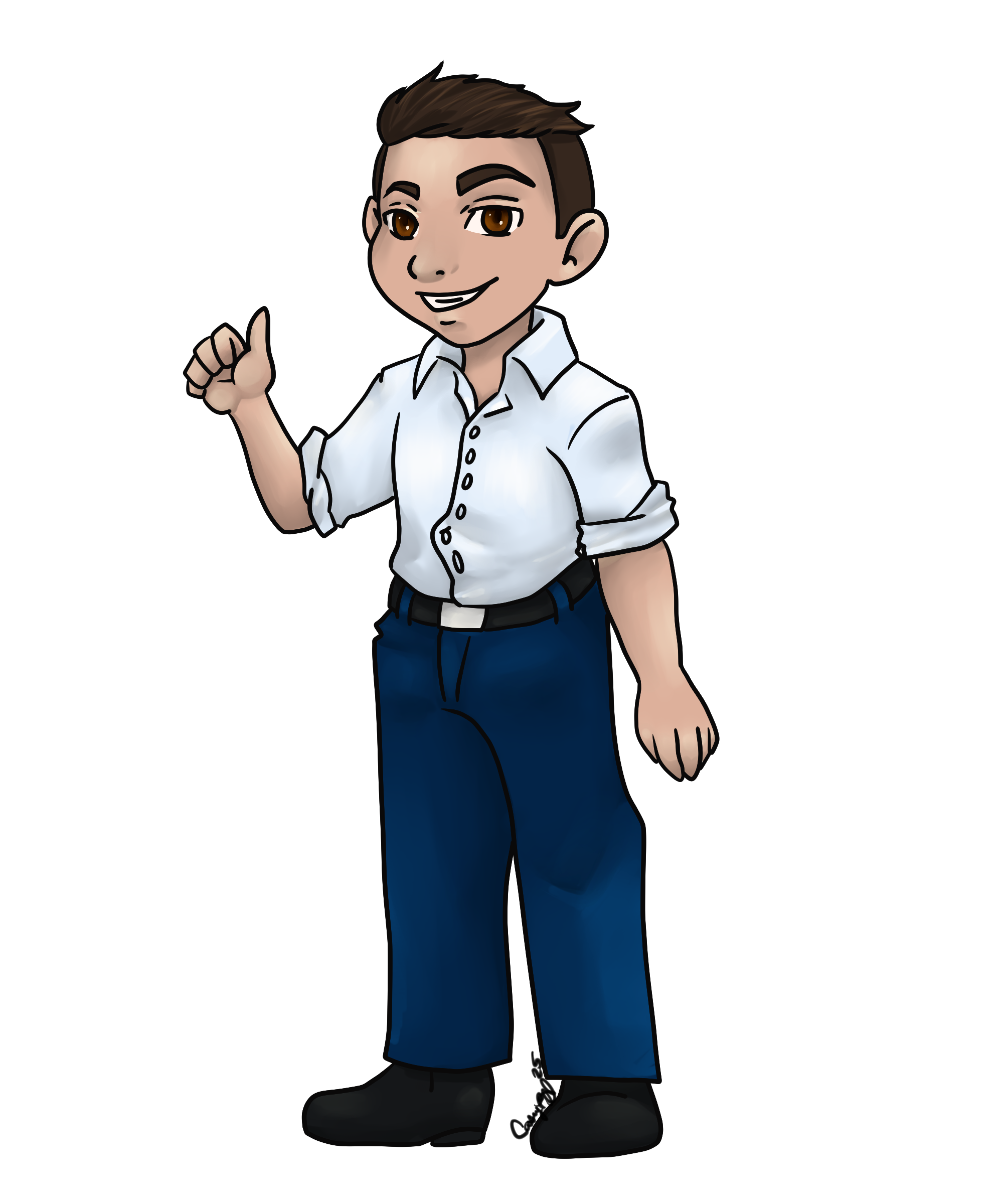 Commission request for a Bank manager to create Chibis of himself and his workers in regular work wear and Christmas costume wear so he could gift them with something more unique that holiday season.