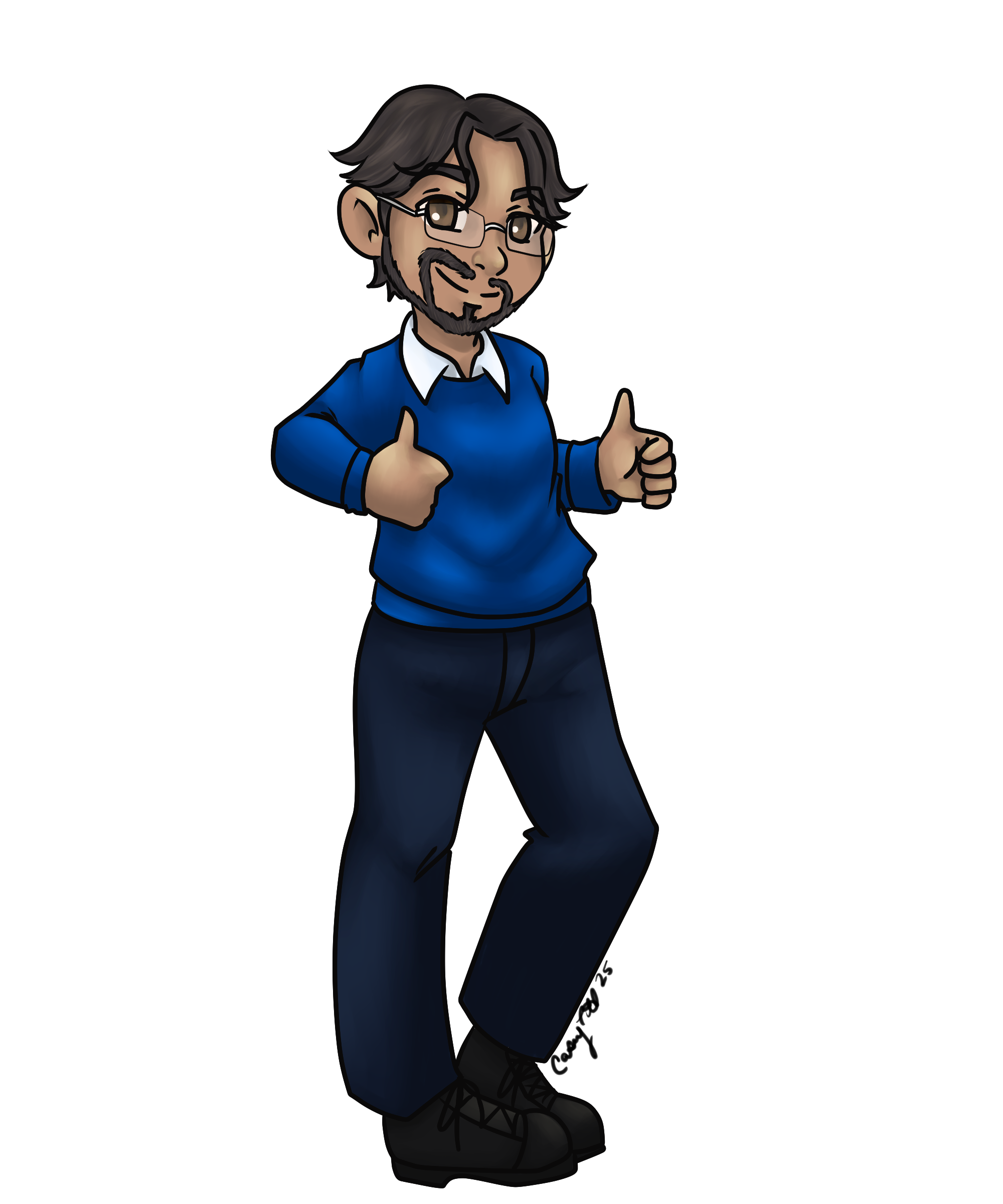 Commission request for a Bank manager to create Chibis of himself and his workers in regular work wear and Christmas costume wear so he could gift them with something more unique that holiday season.