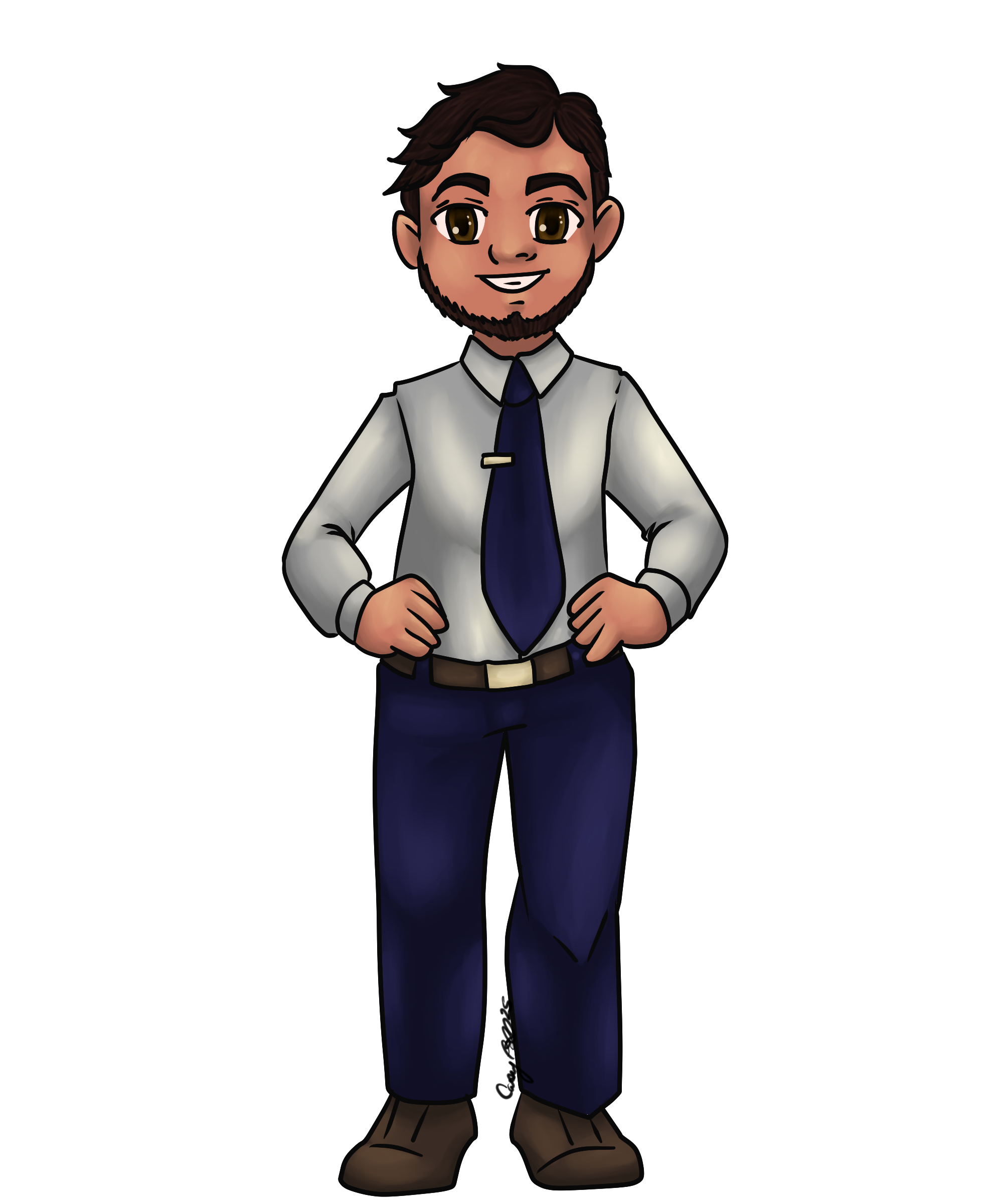 Commission request for a Bank manager to create Chibis of himself and his workers in regular work wear and Christmas costume wear so he could gift them with something more unique that holiday season.