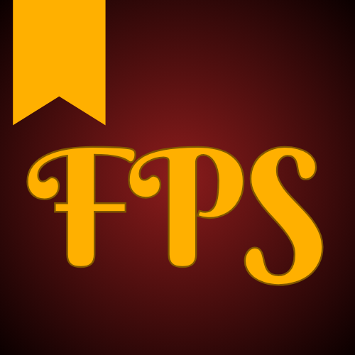 A logo with a yellow ribbon at the top and the letters 'FPS' in bold yellow font on a dark red background.