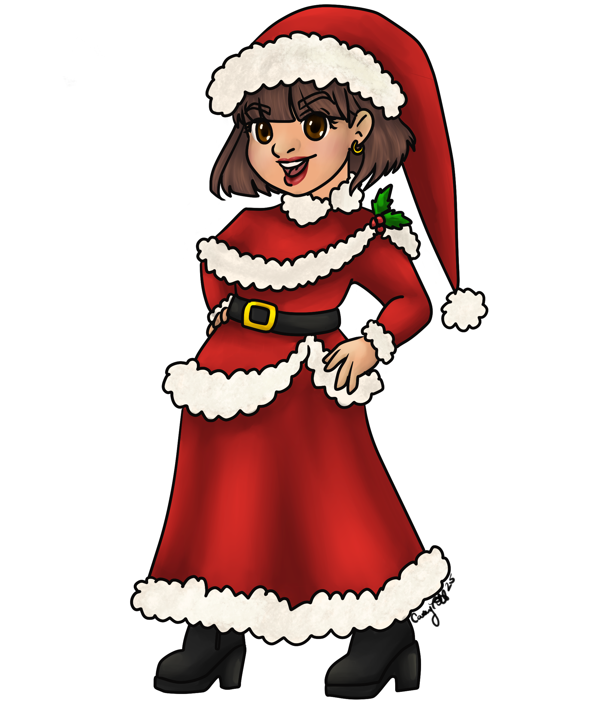 Commission request for a Bank manager to create Chibis of himself and his workers in regular work wear and Christmas costume wear so he could gift them with something more unique that holiday season.