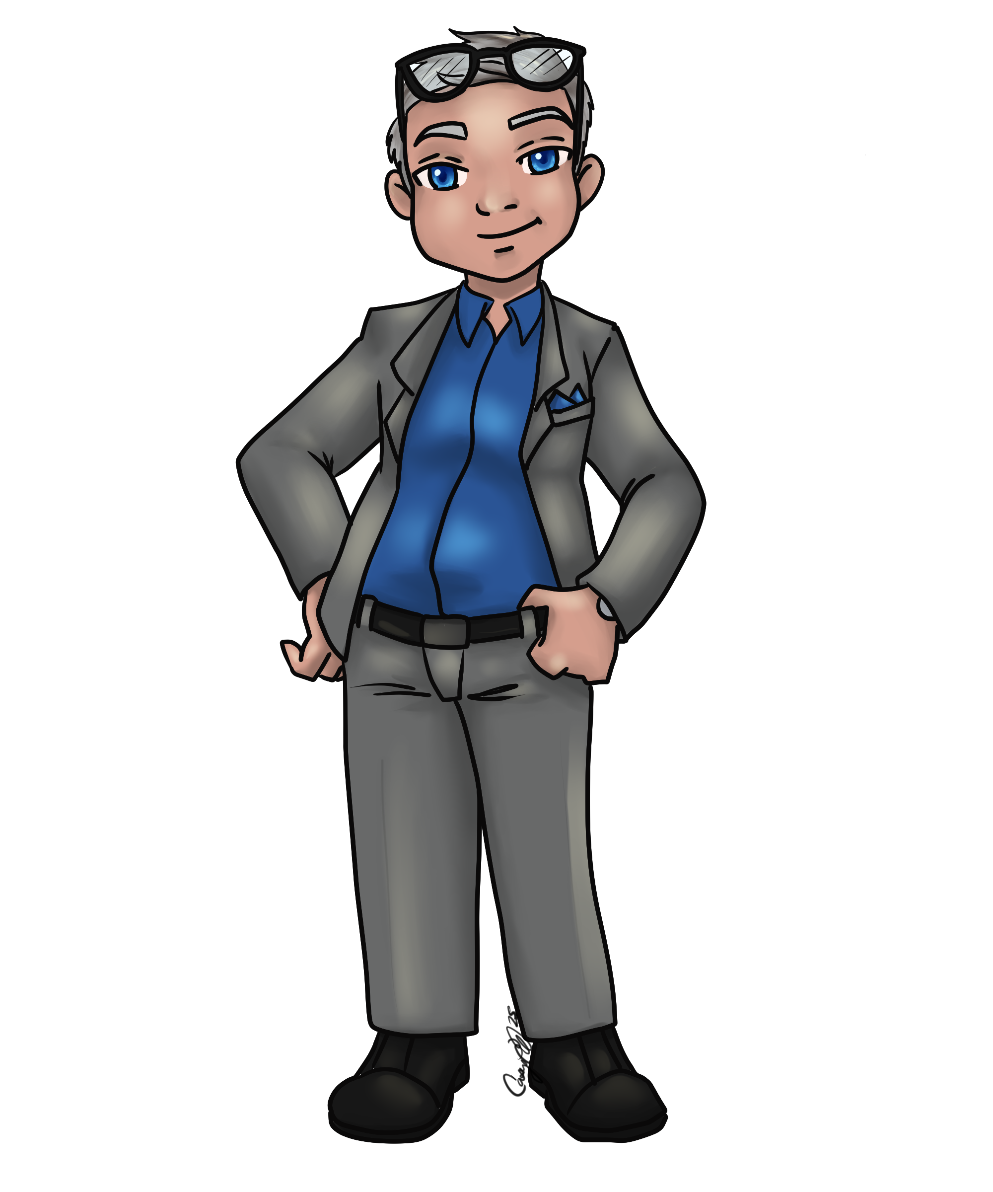 Commission request for a Bank manager to create Chibis of himself and his workers in regular work wear and Christmas costume wear so he could gift them with something more unique that holiday season.