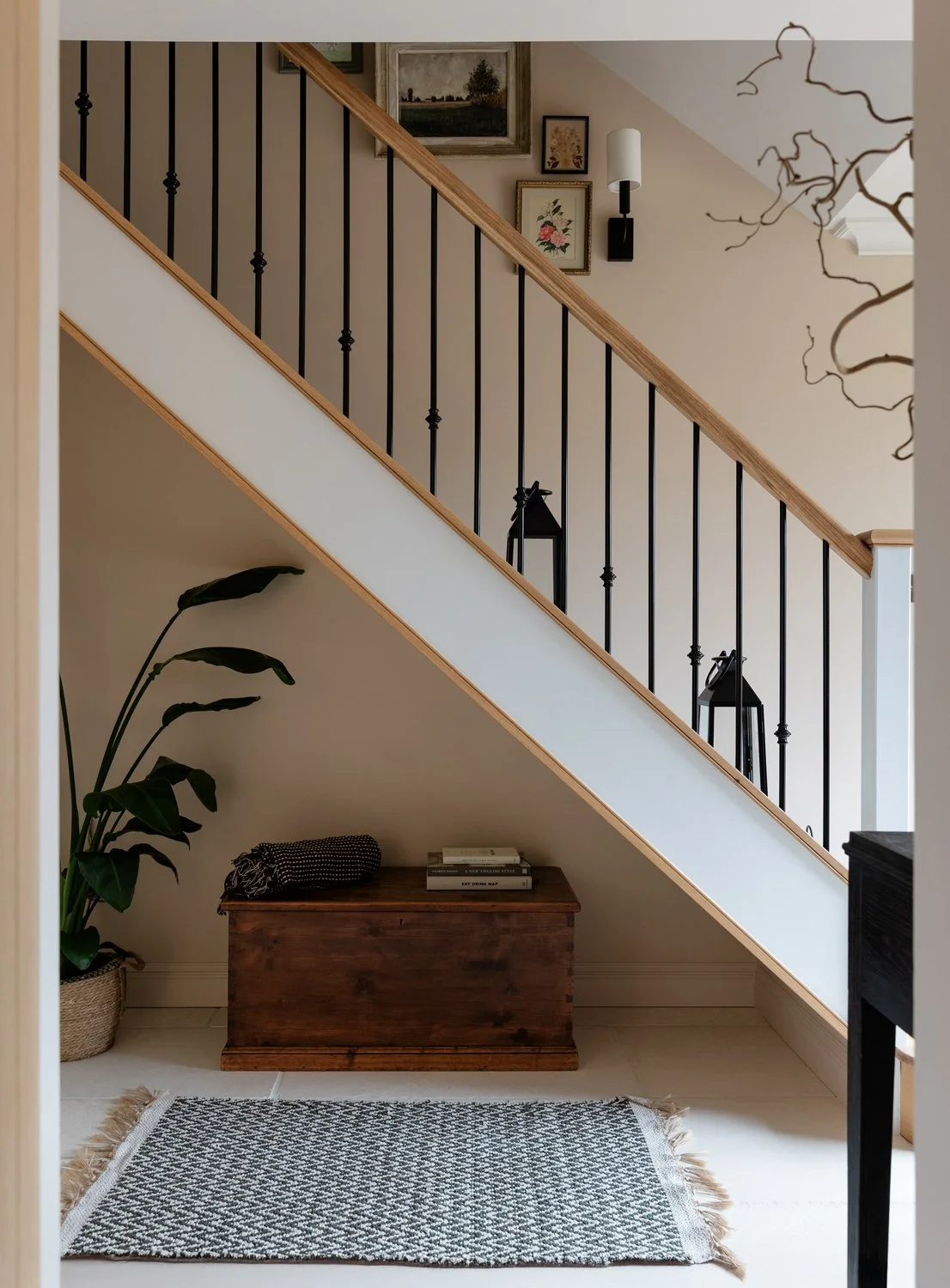 Country home hallway and staircase designed by Arden Grace Interiors in Northamptonshire
