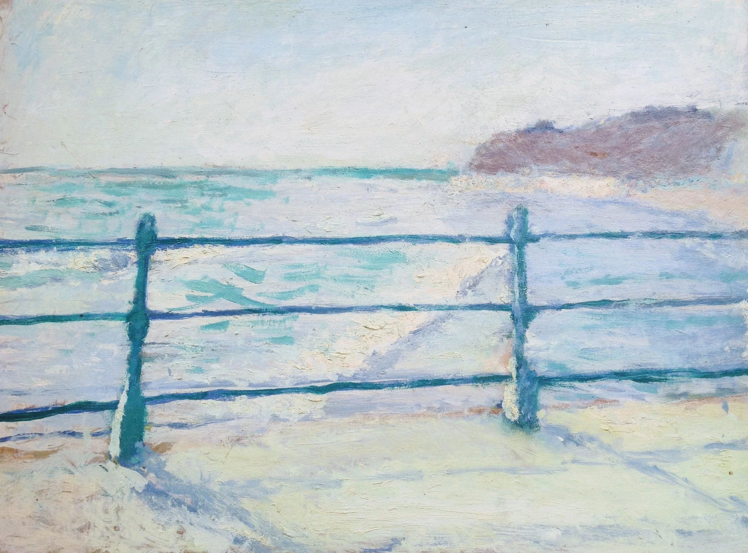Painting by Audrey Amiss of waves in the sea near Sunderland