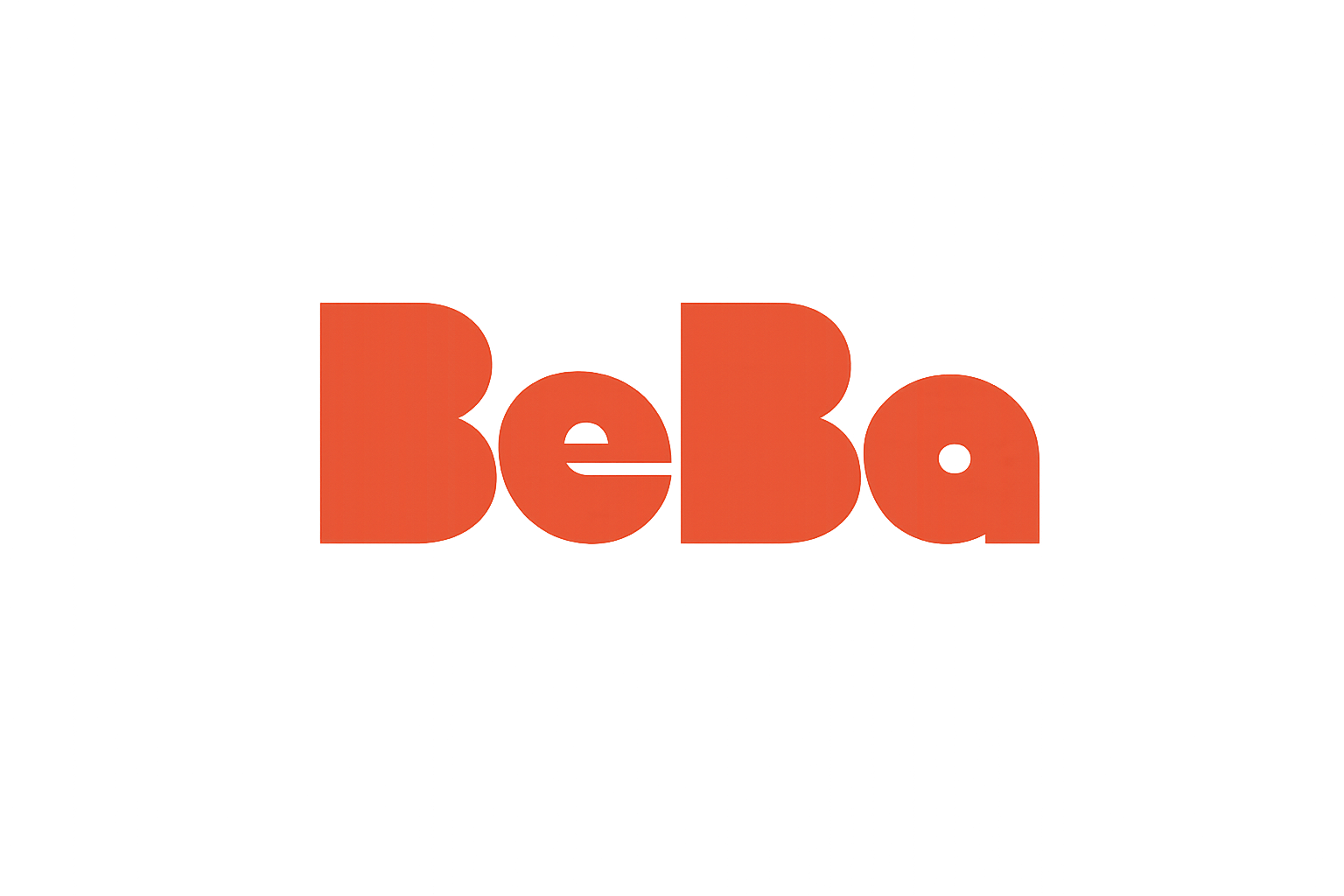 Le logo de la marque 'Bébé' écrit en lettres orange foncé sur un fond noir.