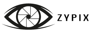 Logo of the film production company Zypix with an eye and a camera shutter inside.