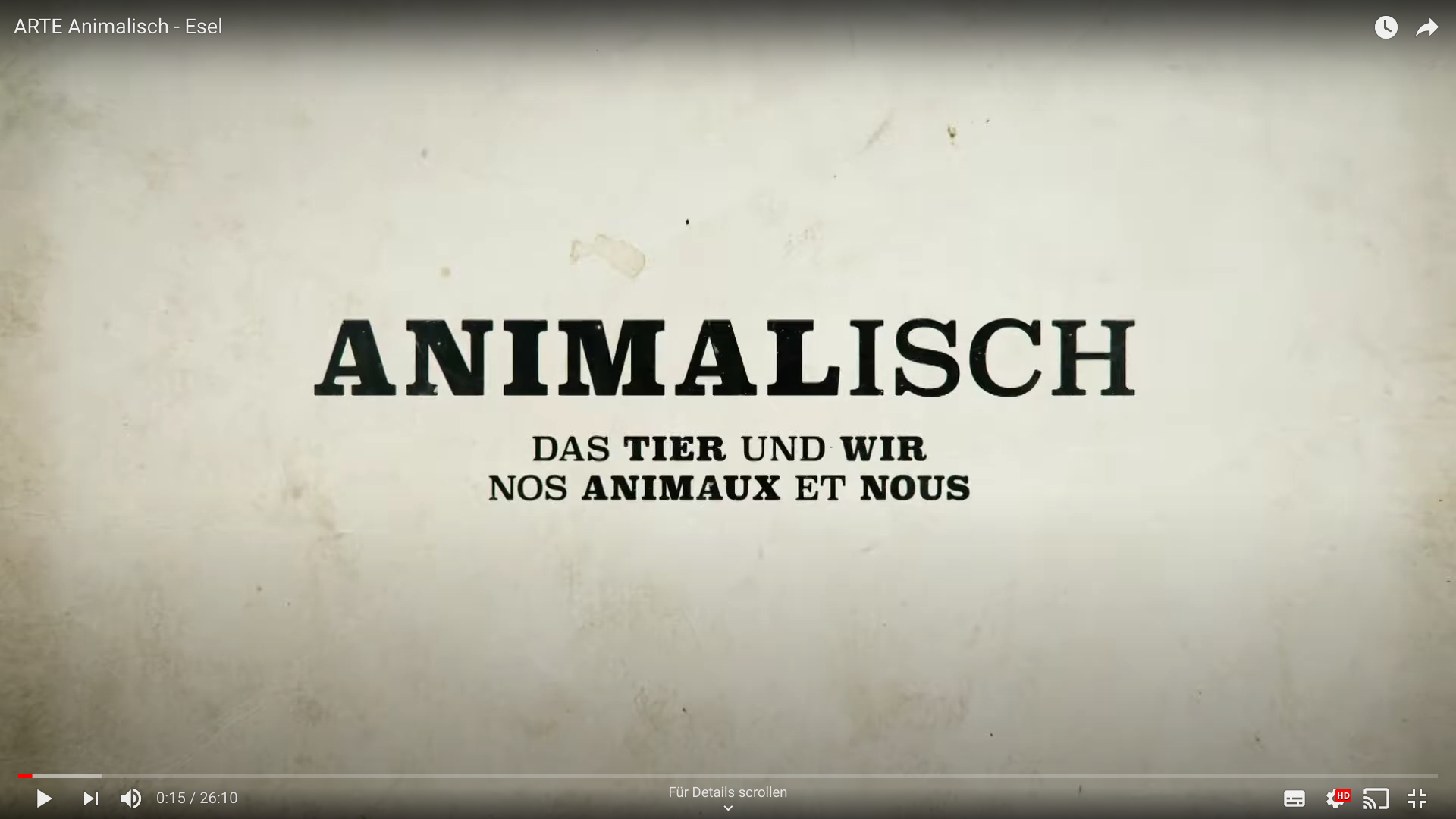 Text on a beige background reading: 'Animalisch - Das Tier und wir, Nos Animaux et Nous'.