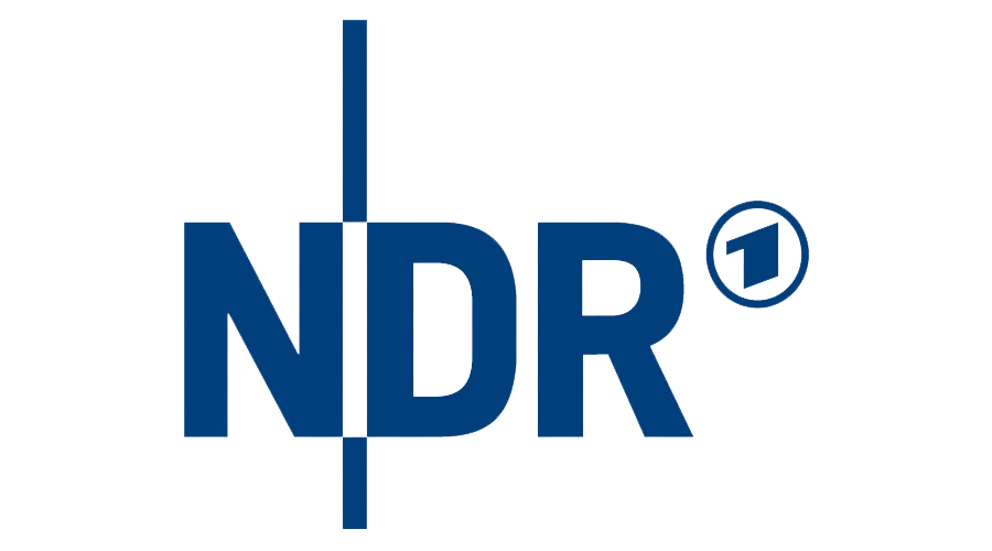 Logo of NDR FErnsehen, a German broadcast station, in blue with a vertical line through the left side.