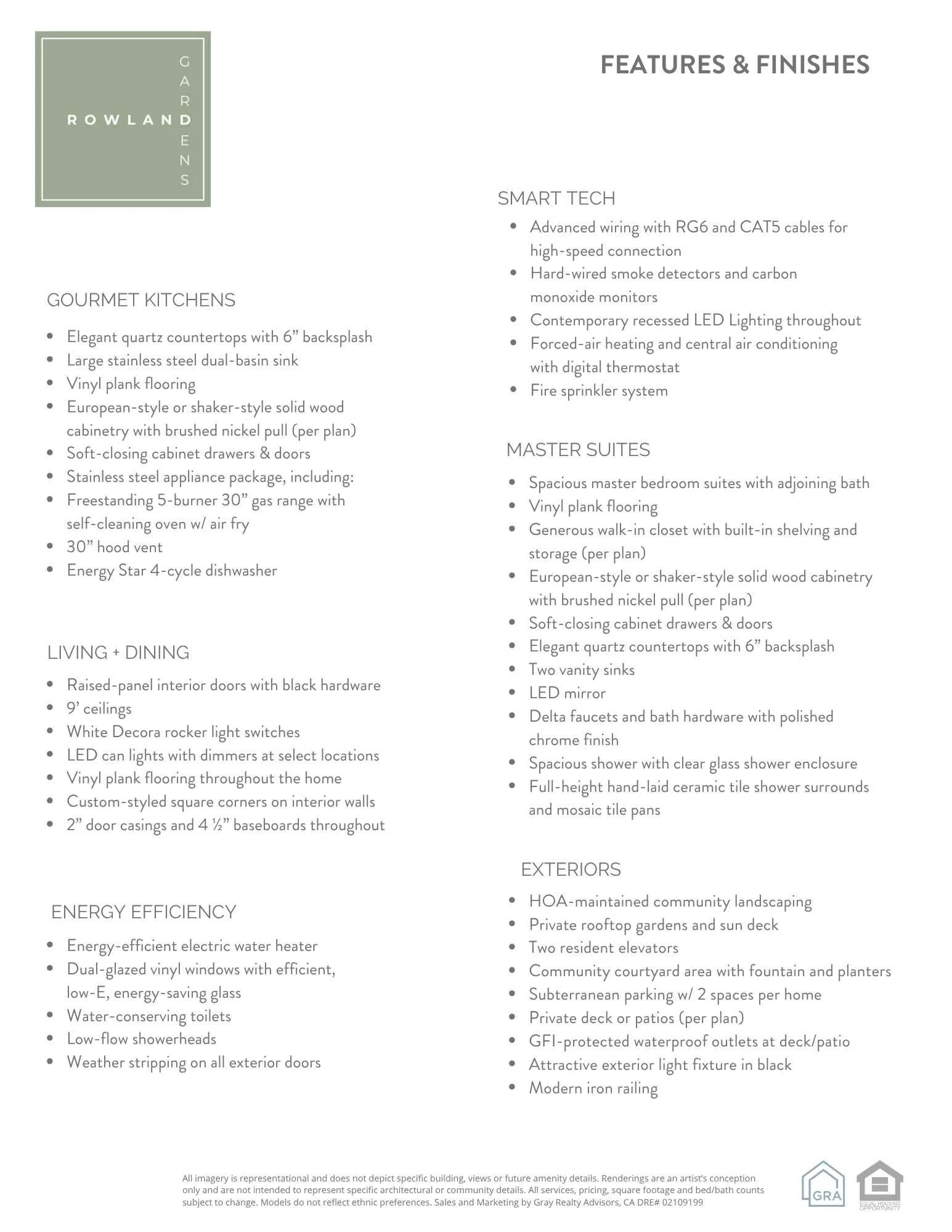 Rowland Gardens Features & Finishes