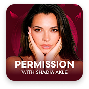 Promotional graphic with a woman and the text 'Permission with Shadia Akle'
