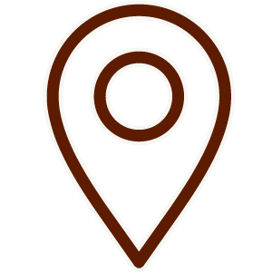 A simple black and white map location pin icon.