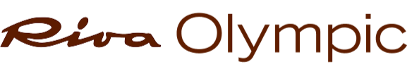 Riva Olympic logo with stylized text in brown and black
