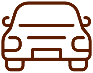 Outline of a front view of a car