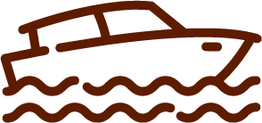 Line drawing of a boat on water