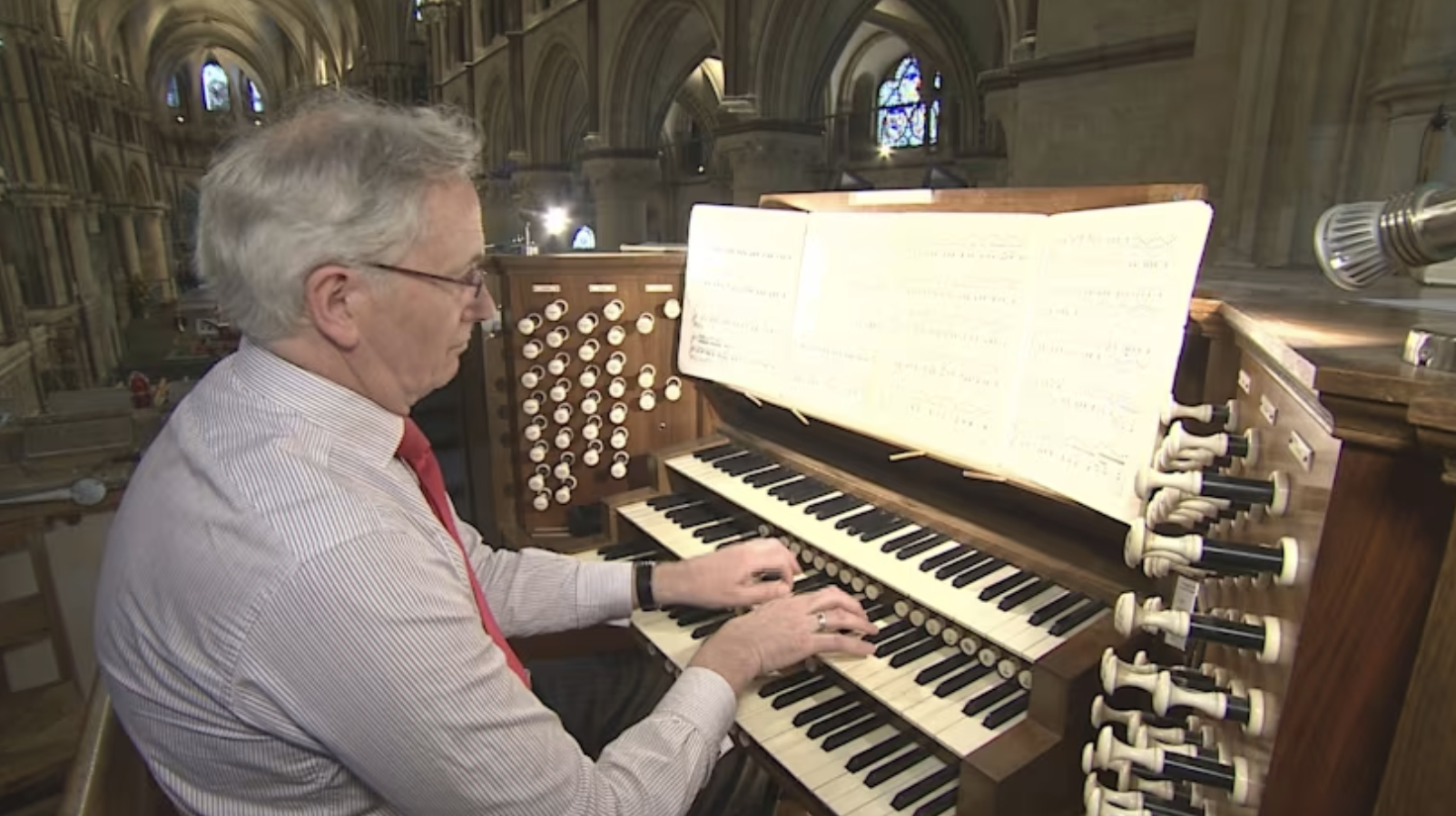David Flood playing the organ of Canterbury Cathedral