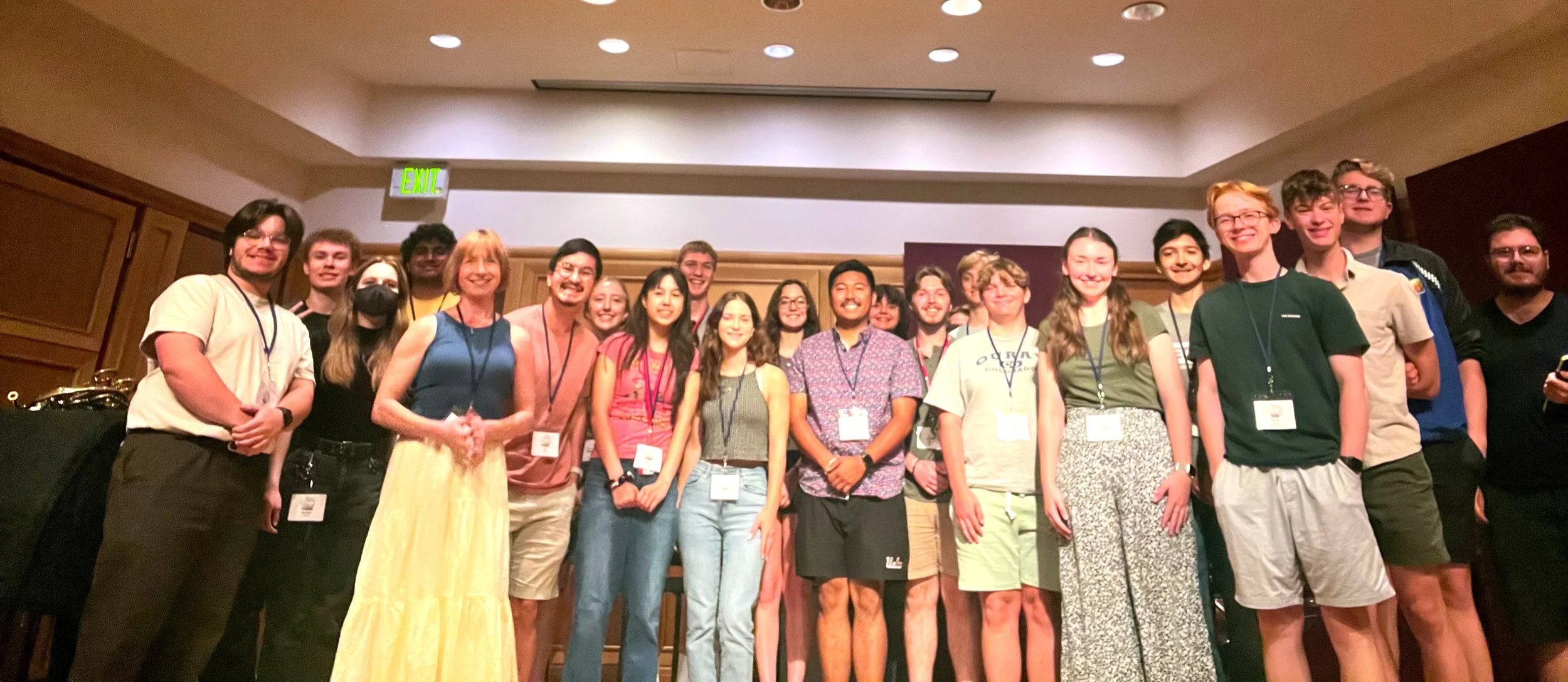 Kristina Mascher-Turner with horn students following a masterclass at the Rafael Méndez Brass Institute, Summit Brass, Denver — July 2025