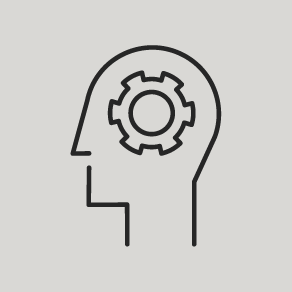 Head with gear icon representing ASL's strategic thinking and insurance expertise in Bermuda market