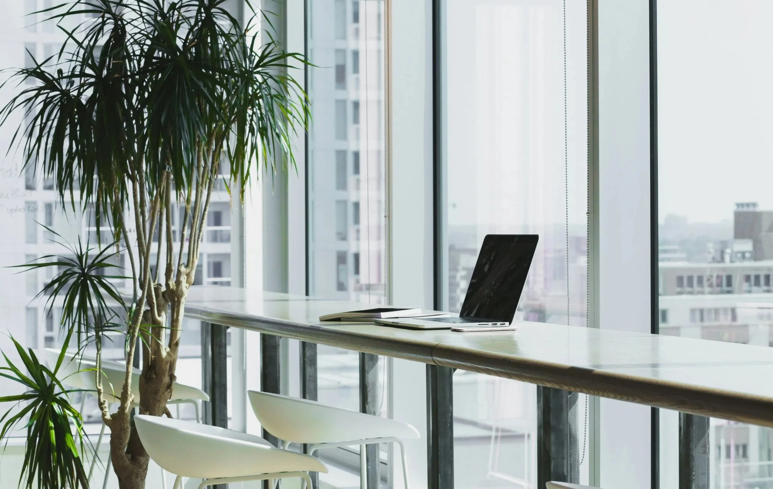Bright modern office workspace with plants and natural light, reflecting ASL's professional insurance environment