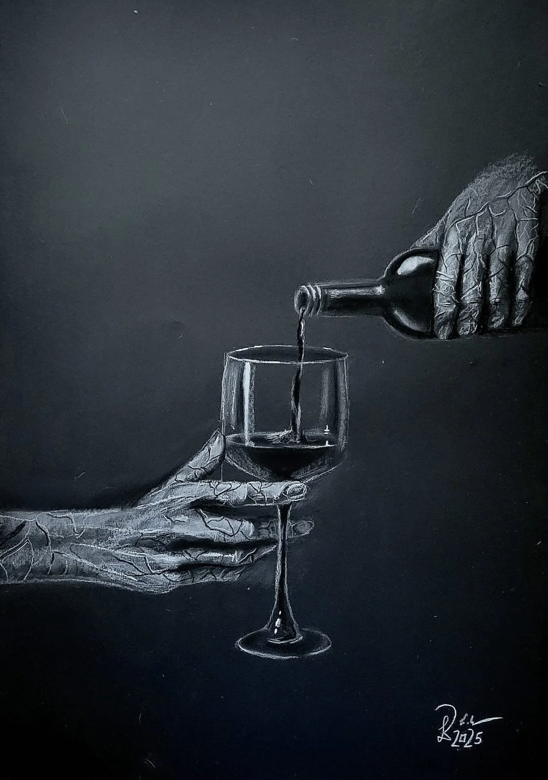 "In vino silentium - cheers in ruins" - November 2025 - 50 x 70 cm - Pastellkreide auf Tonkarton -

400 €