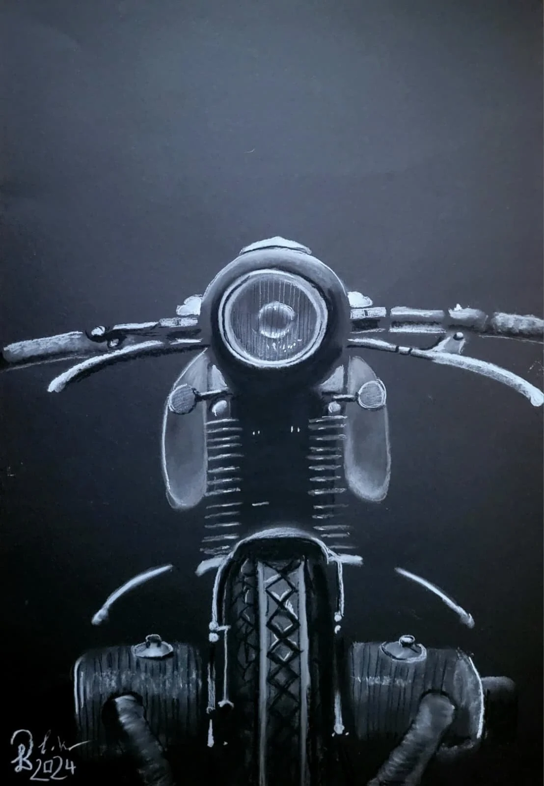 "Motorrad" -Sep 2024 - 50 x 70 cm - Pastellkreide auf Tonpapier - 250 €