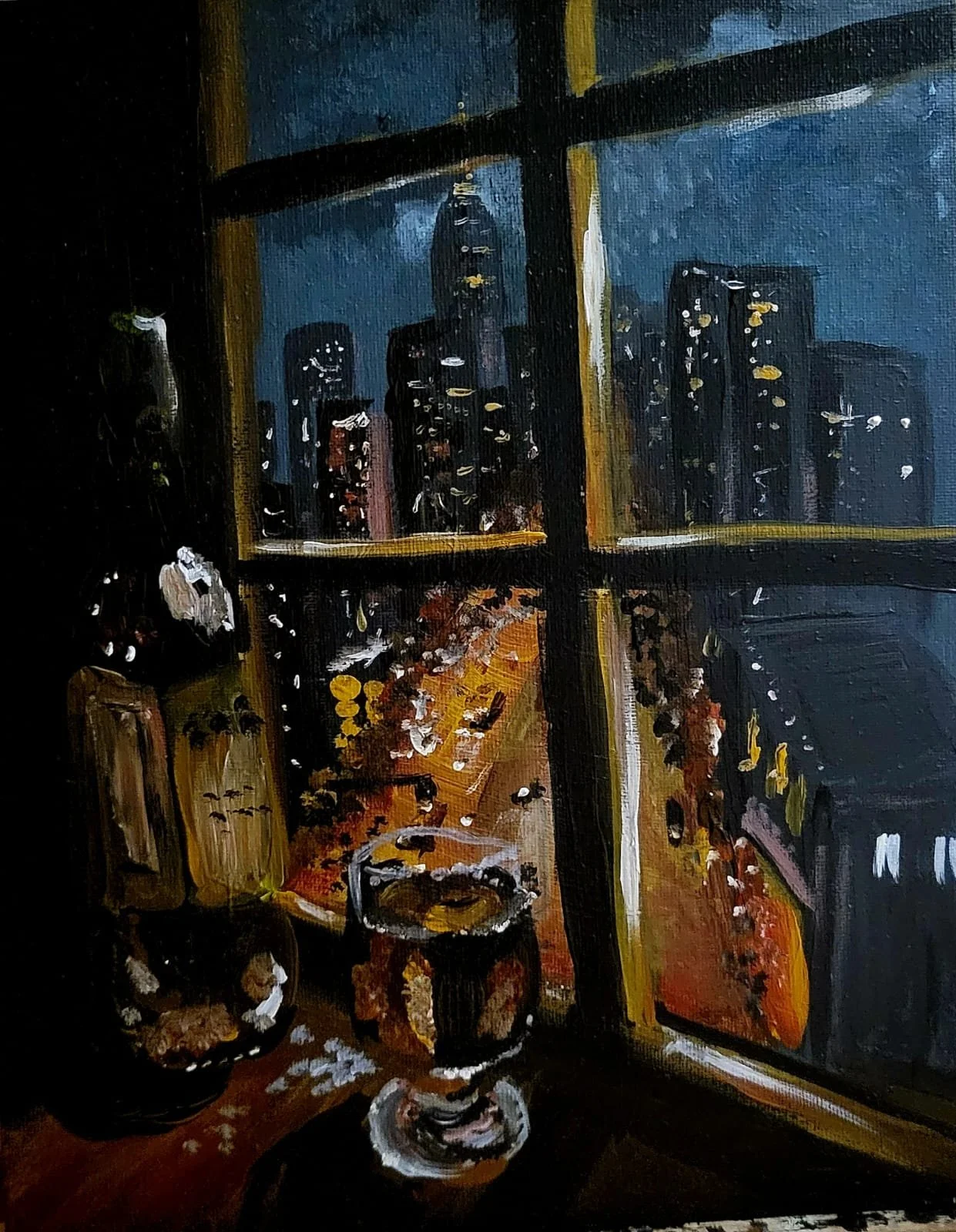 "Wärme von Innen" - November 2025 - 24 x 30 cm - Acryl auf Leinwandboden - 
300 €