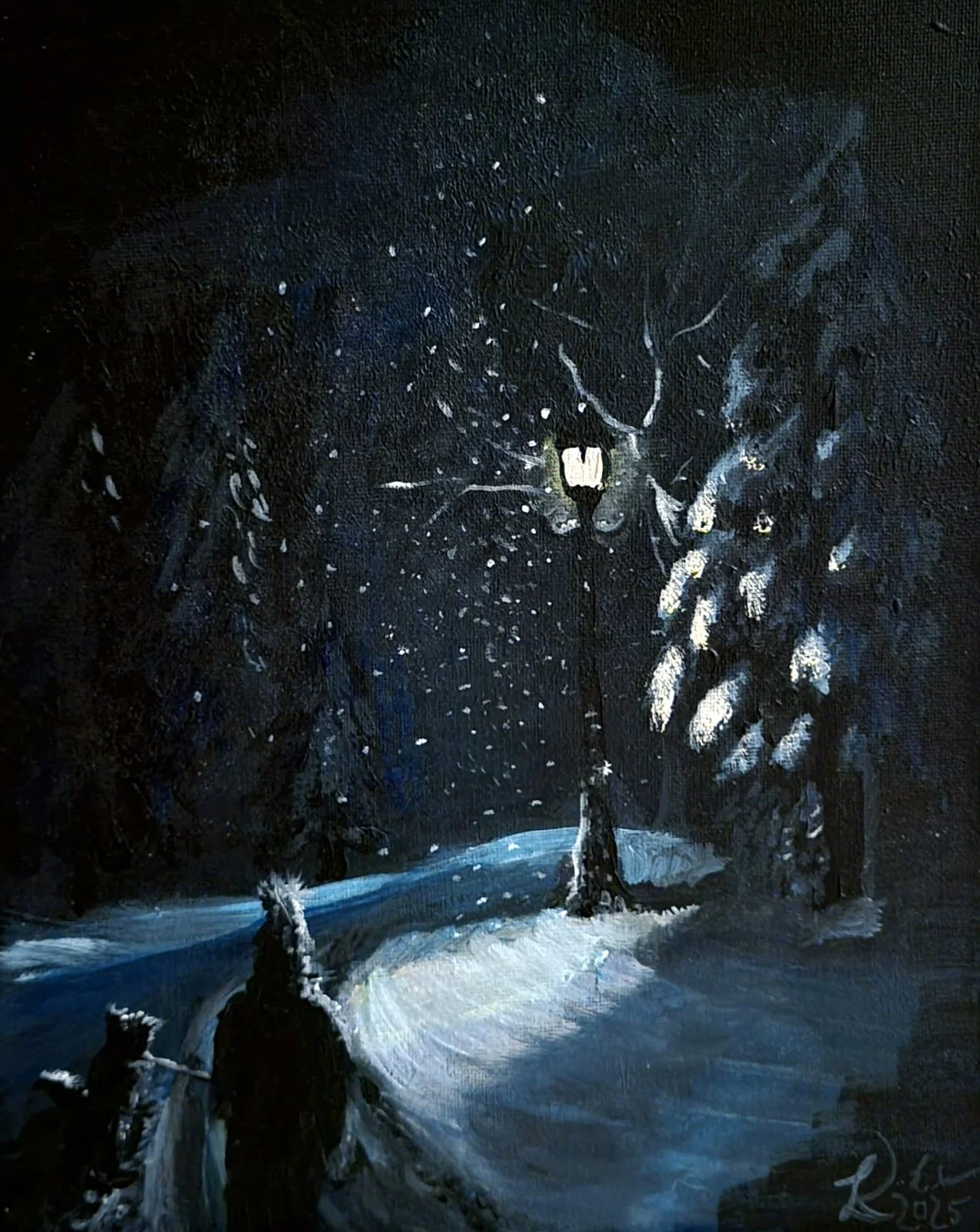 "Winter walk" - Dezember 2025 - 24 x 30 cm - Acryl auf Leinwandboden -
200 €