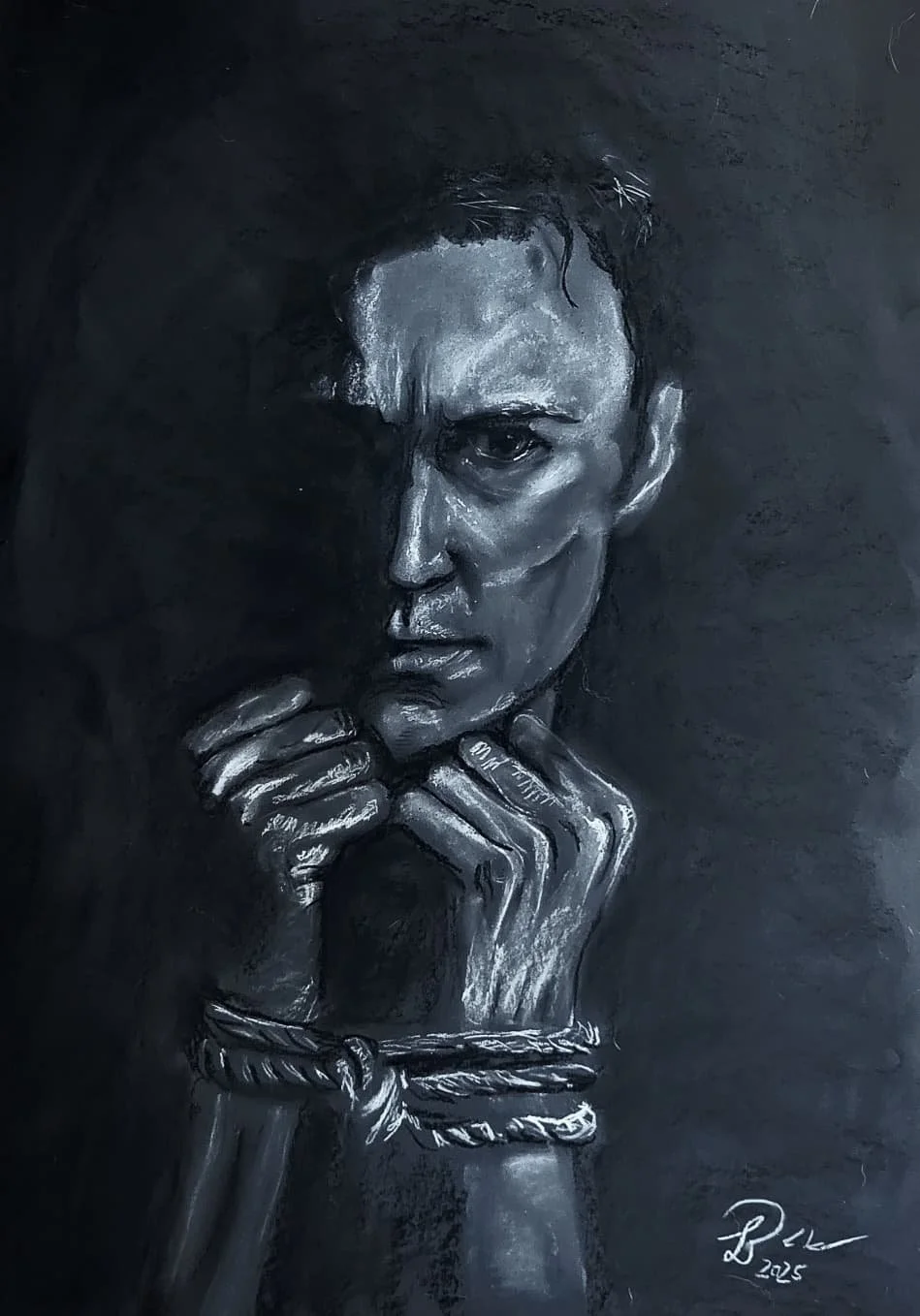 "Break out of your own shakles" - 2025 - 50 x 70 cm - Pastellkreide auf Tonpapier - 200 €