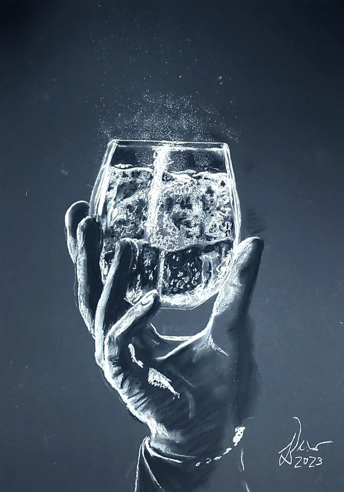 "Fresh Cocktail" - Juli 2023 - 50 x 70 cm - Pastellkreide auf Tonpapier - 250 €