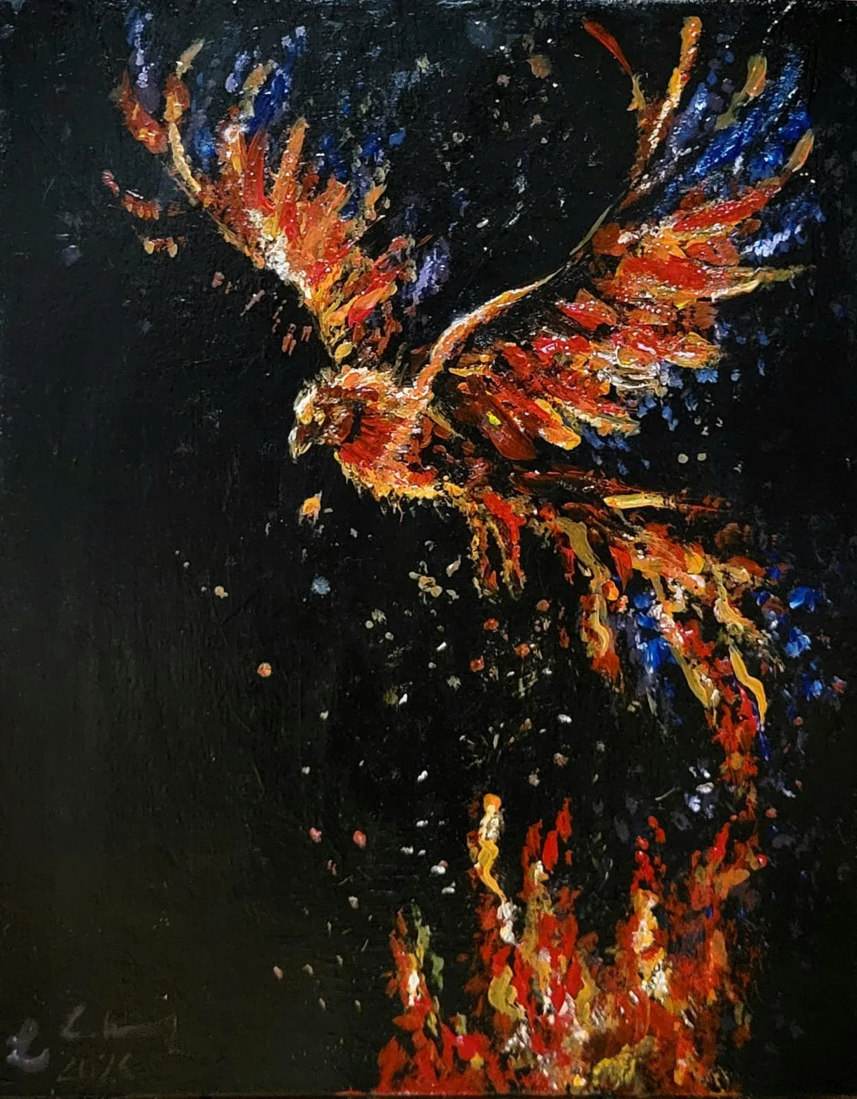 "Phoenix" - Jan 26 - 24 x 30 cm - Acryl auf Leinwandboden - 
250 €
