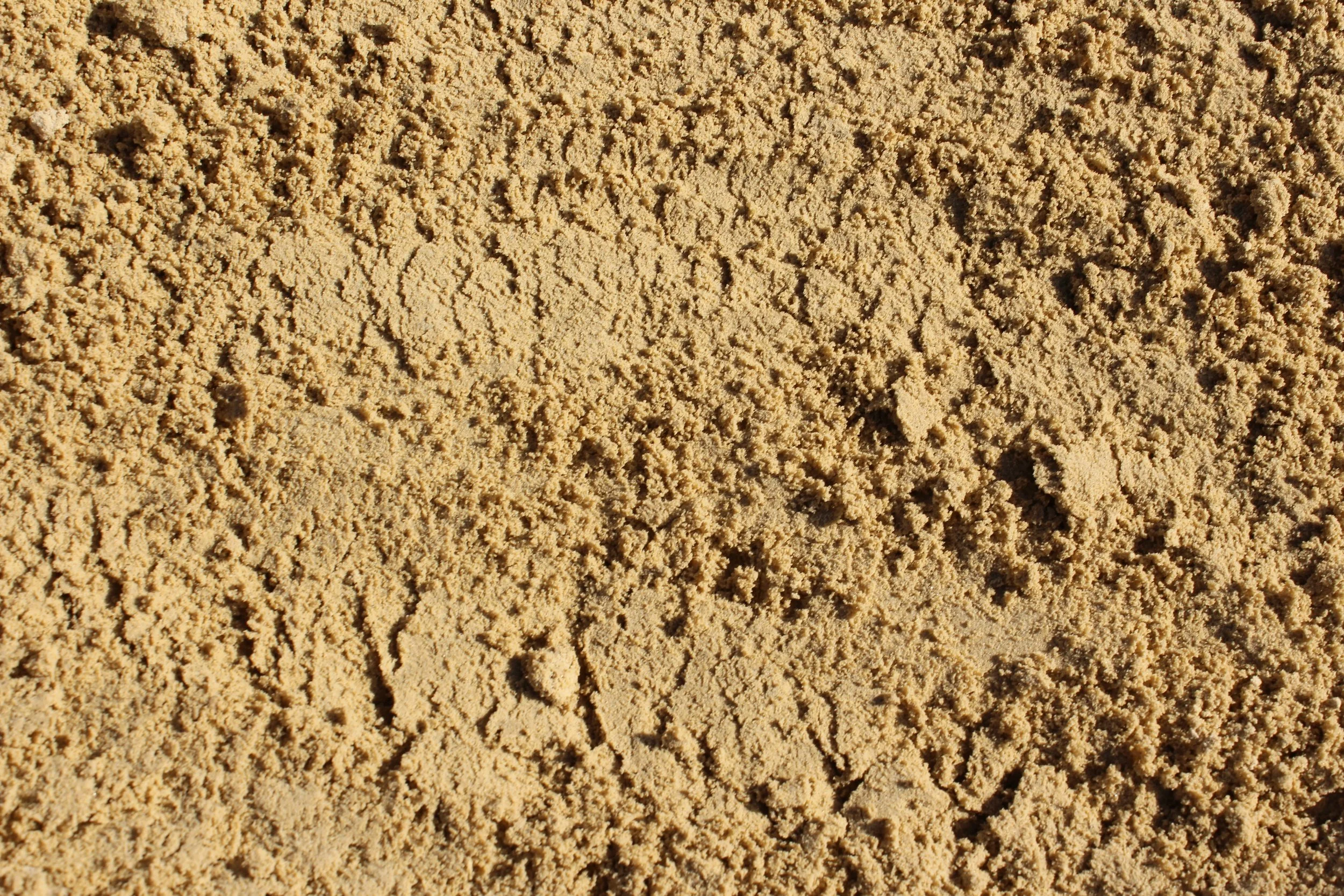 Feiner, goldener Sandstrand mit kleinen, zerzausten Sandkörnern