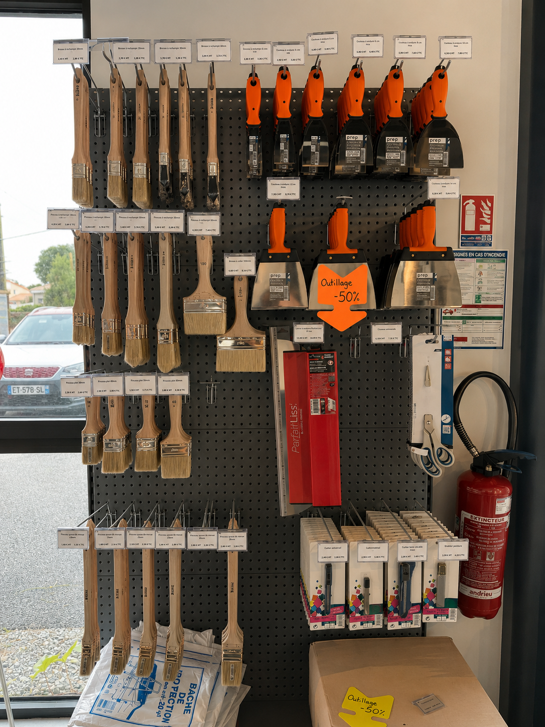 Brosses, rouleaux, spatules. Les bons outils font les beaux travaux. Tout le nécessaire pour une pose parfaite.