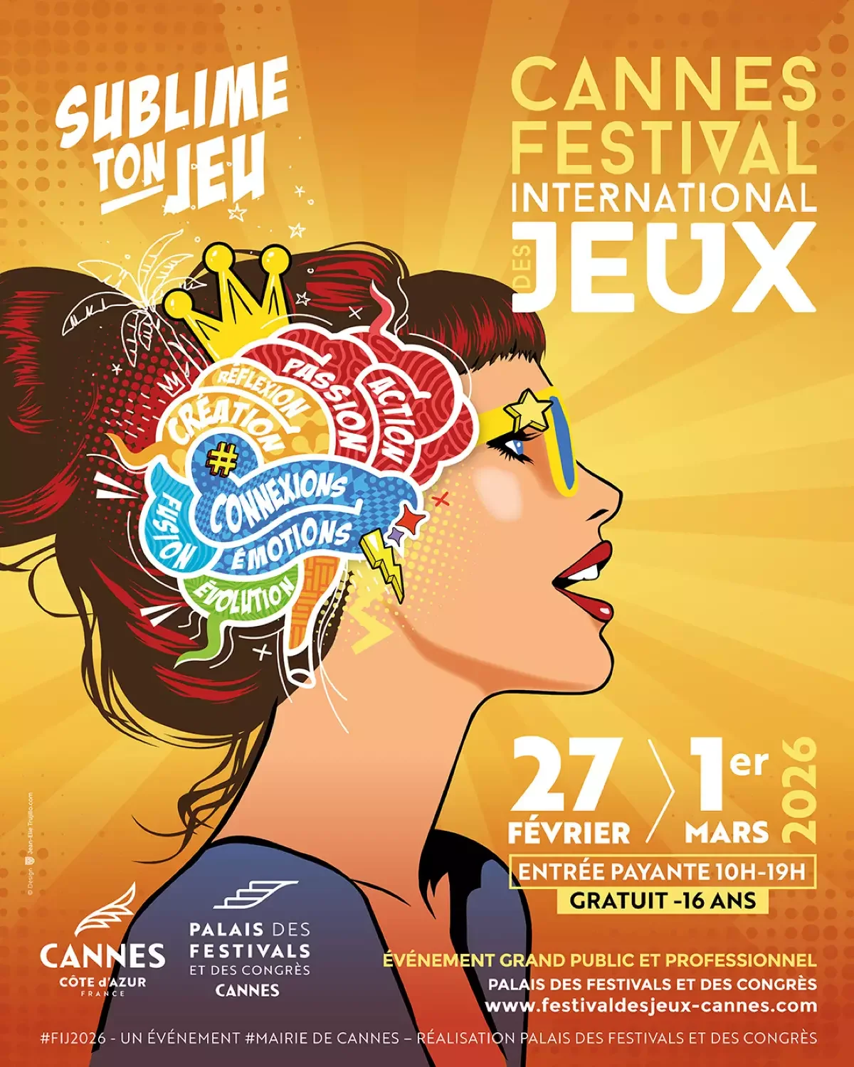 Poster for the Cannes International Games Festival, held from February 27 to March 1, 2026, at the Palais des Festivals in Cannes, France.
