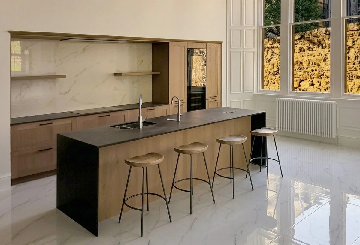 Interior of converted listed building — original character retained, Edinburgh