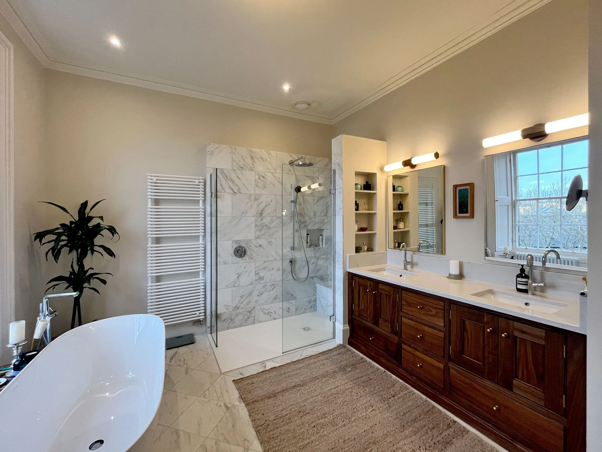 Ensuite bathroom in Category A listed Georgian townhouse renovation, Stockbridge Edinburgh